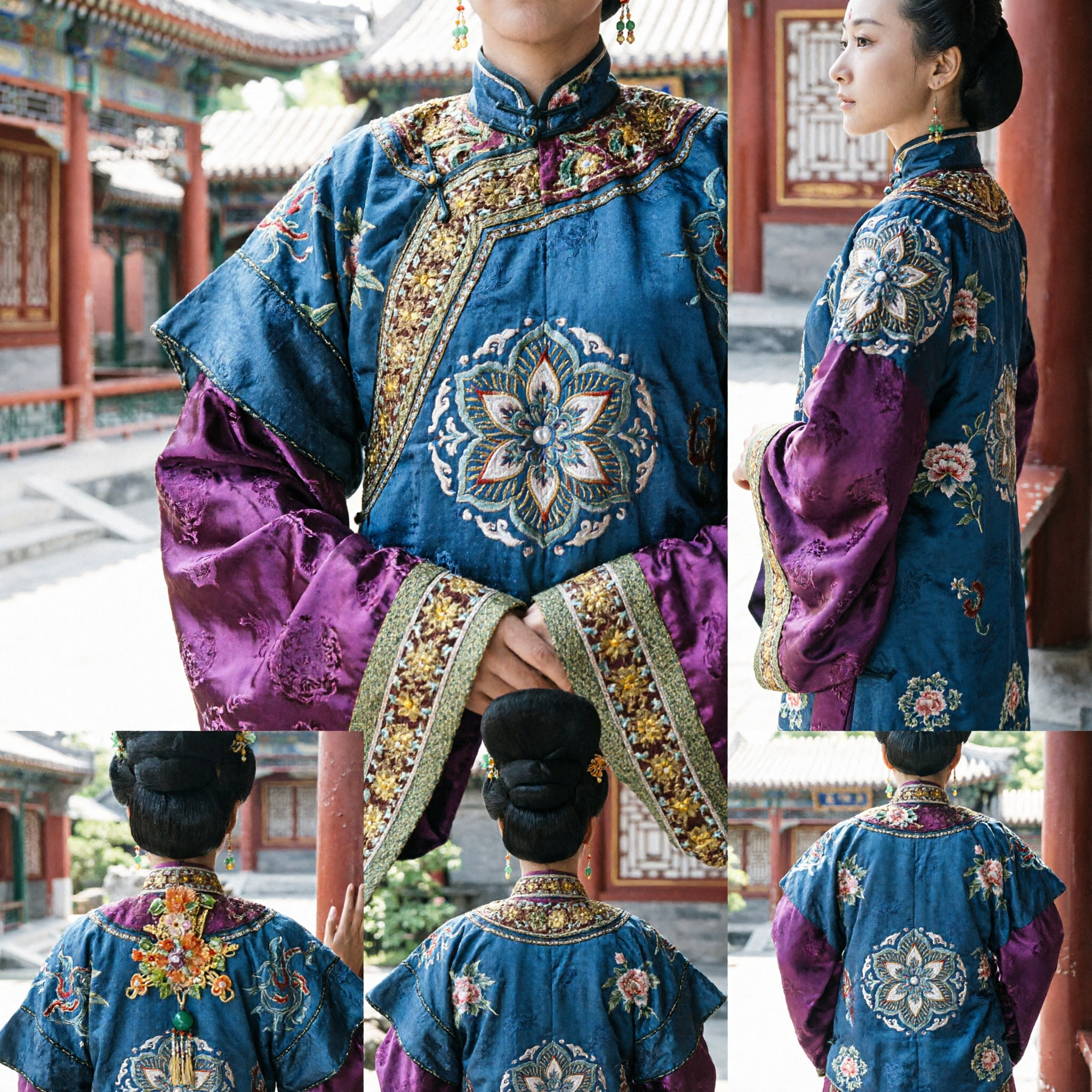 Ancient Chinese Tang Dynasty Palace Lady Costume Complete Set with Floral Headpiece for Women Cosplay - Asian Costume