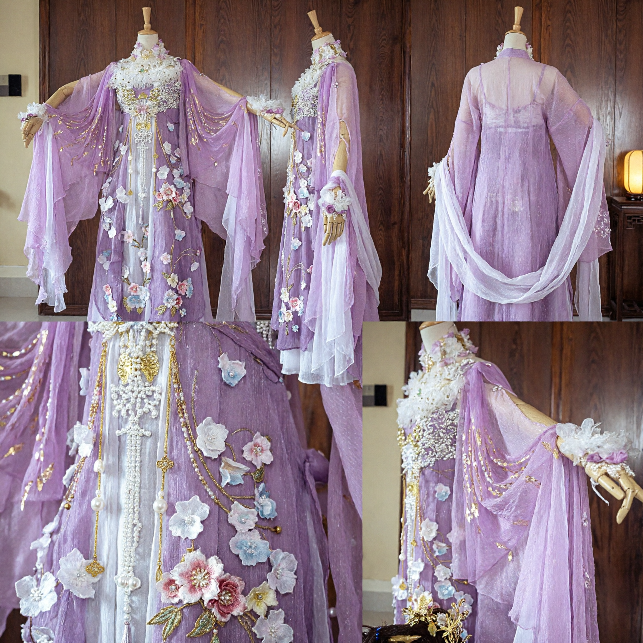 Traditional Chinese Purple Hanfu Fairy Dress Ancient Goddess Cosplay Costume Complete Set with Wig for Women - Asian Costume