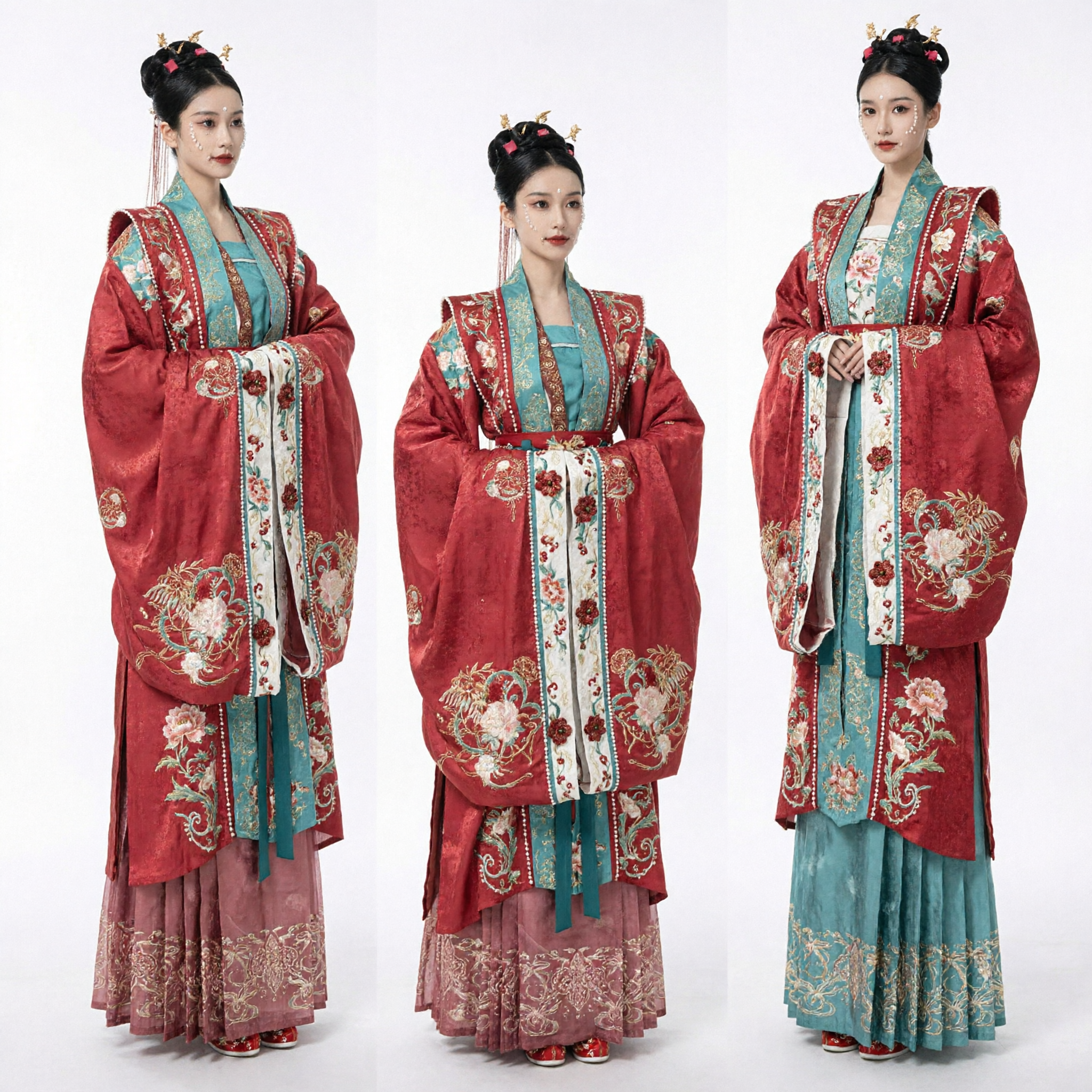 Elegant Red Embroidered Hanfu Traditional Chinese Wedding Dress Ancient Palace Costume for Women - Asian Costume