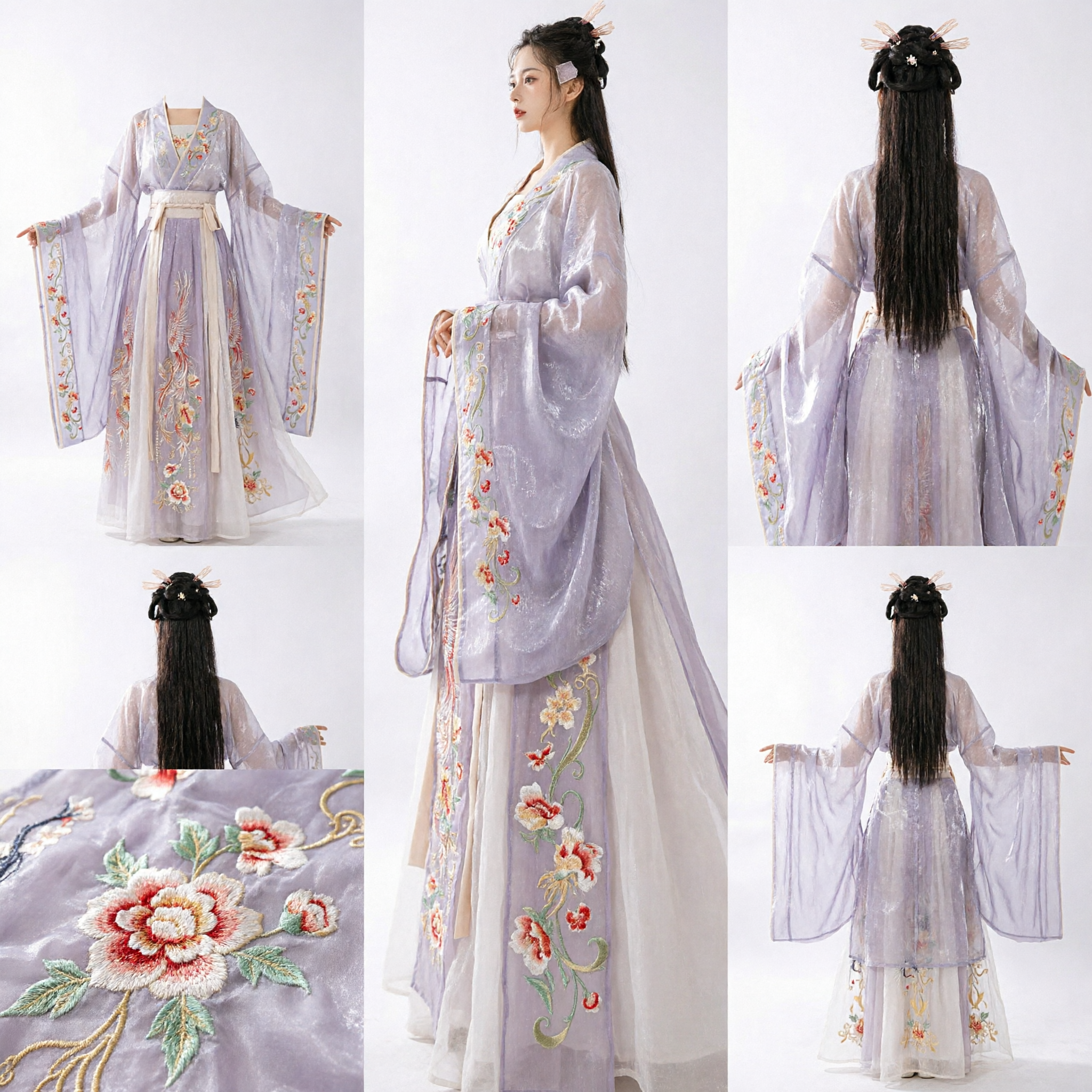 Traditional Chinese Hanfu Ancient Costume Purple Fairy Dress with Crane Embroidery for Women Photography - Asian Costume