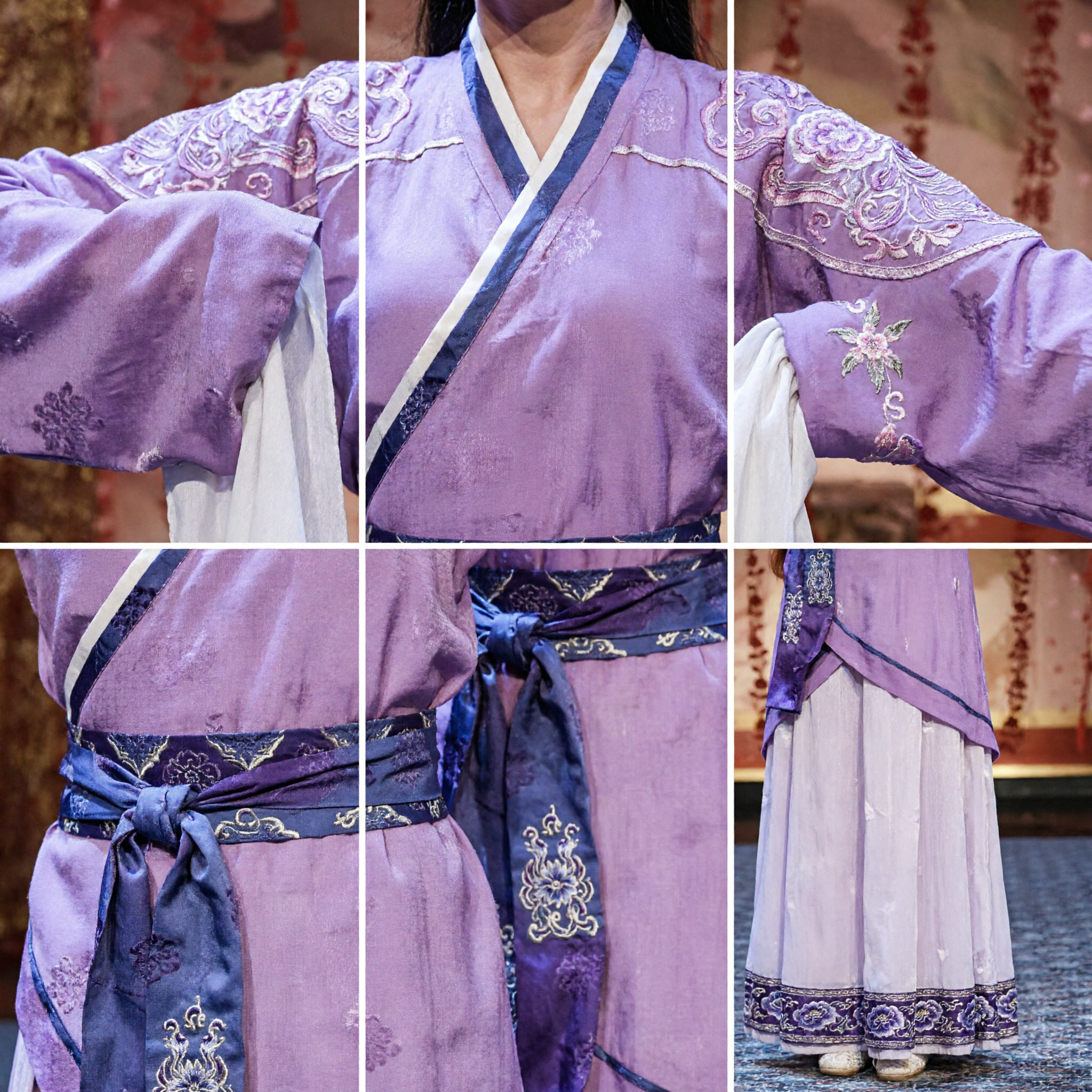 Purple Ancient Chinese Hanfu Dance Costume with Long Water Sleeves Traditional Stage Performance Clothing for Women - Asian Costume