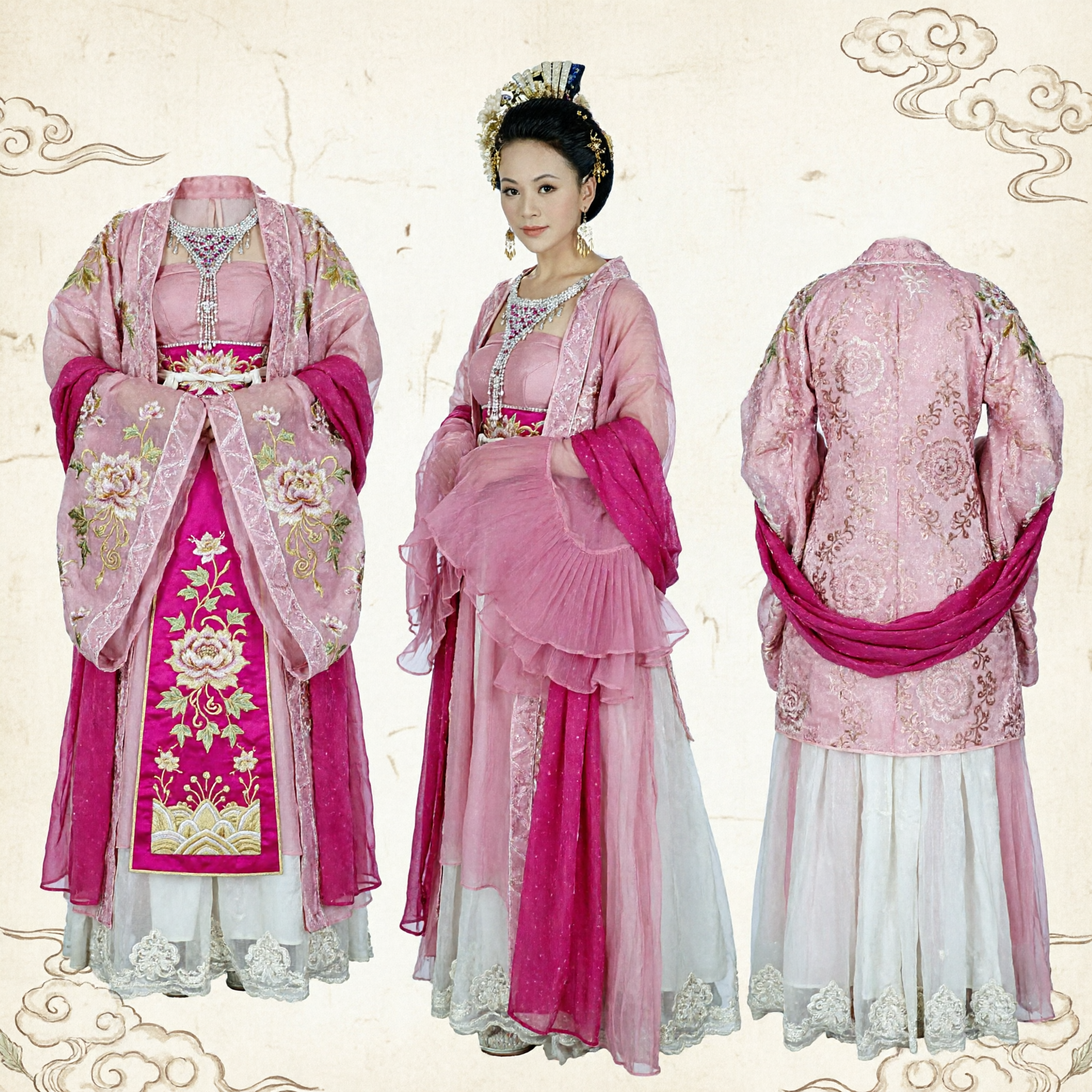 Ancient Chinese Pink Princess Costume Traditional Hanfu Dress for Women Stage Performance Cosplay - Asian Costume