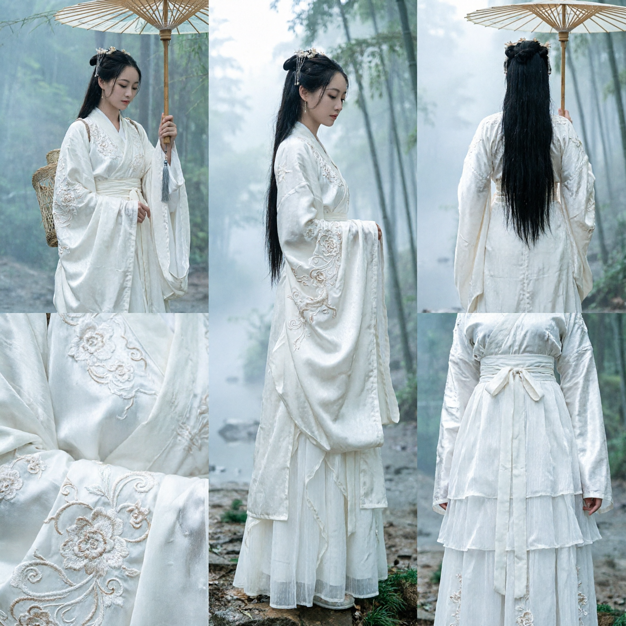 Elegant White Chinese Hanfu Traditional Ancient Costume Women Fairy Style Cosplay Dress for Photography - Asian Costume