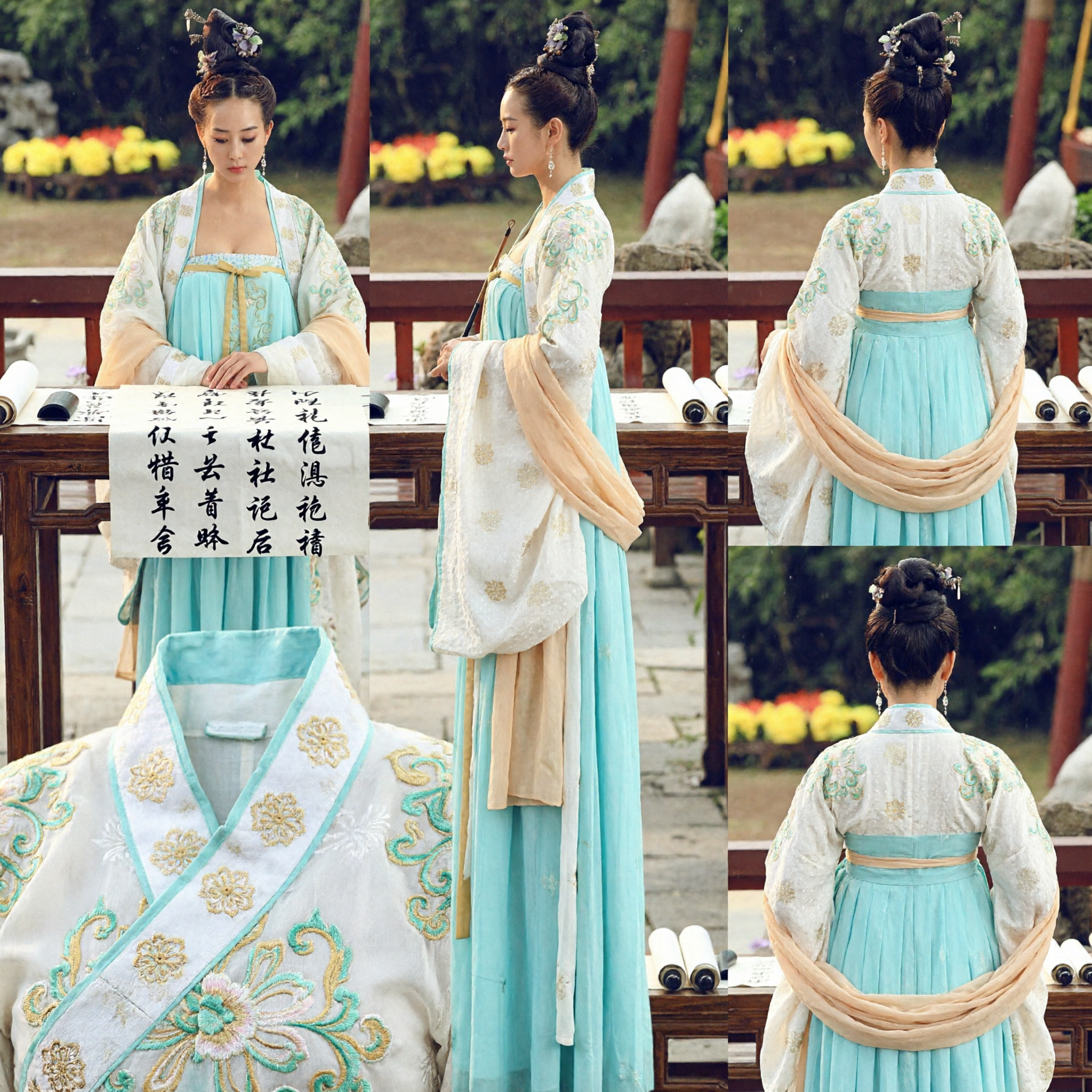 Elegant Tang Dynasty Hanfu Traditional Chinese Ruqun Dress Women's Embroidered Costume for Cosplay and Photography - Asian Costume