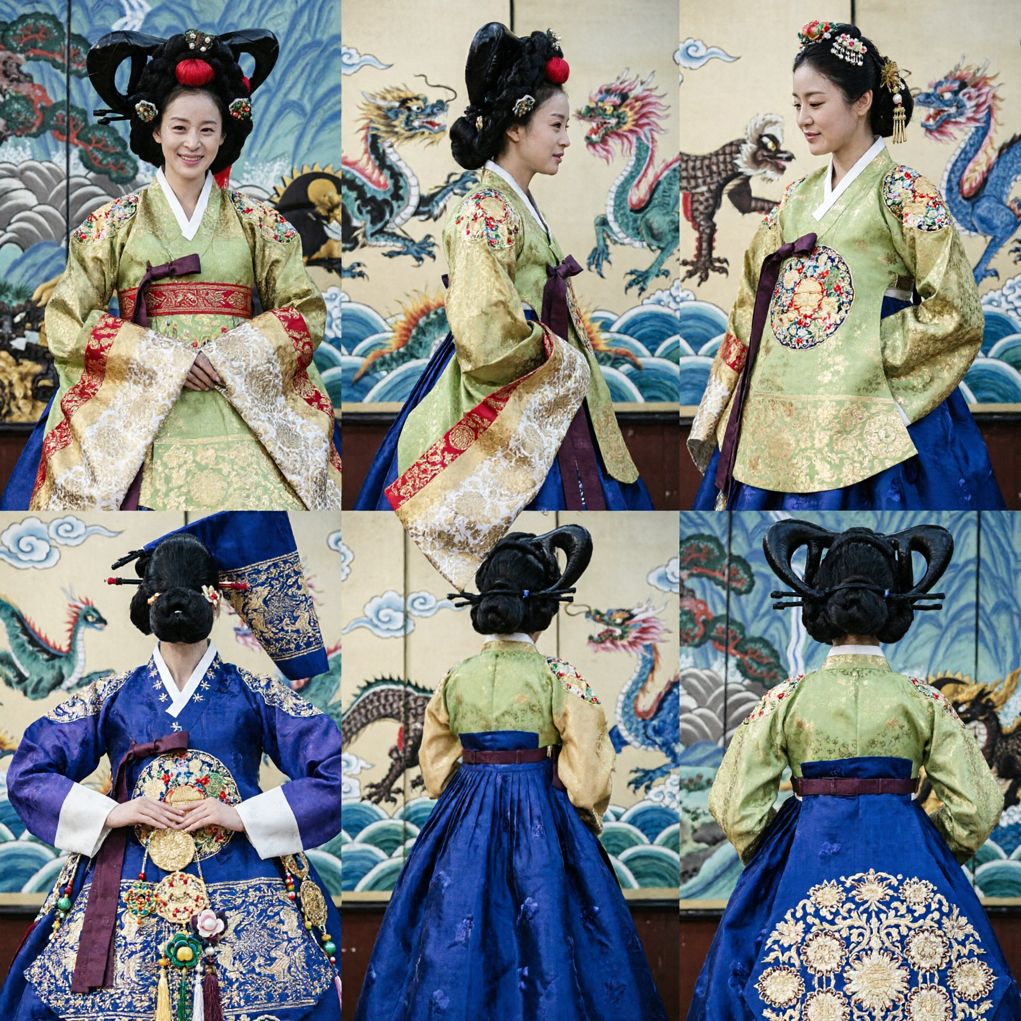 Elegant Royal Green and Gold Hanbok Traditional Korean Dress for Women Palace Tour and Photoshoot - Asian Costume