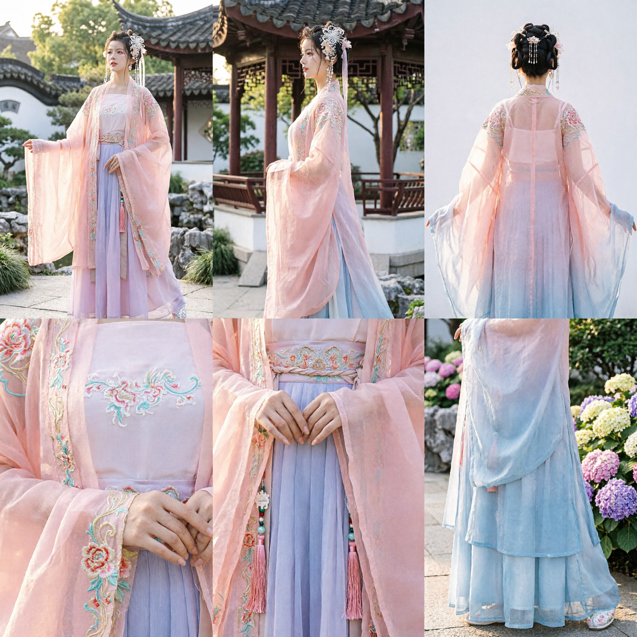 Elegant Pink Hanfu Traditional Chinese Ancient Costume Embroidered Wide Sleeve Fairy Dress for Women Performance - Asian Costume