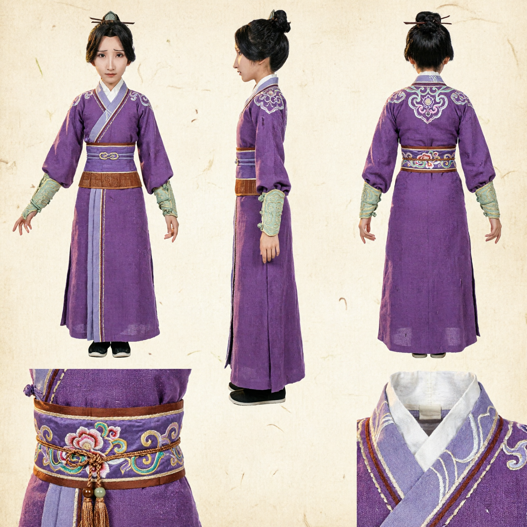 Women's Purple Mulan Warrior Hanfu Costume Traditional Chinese Ancient Clothing for Cosplay and Performance - Asian Costume