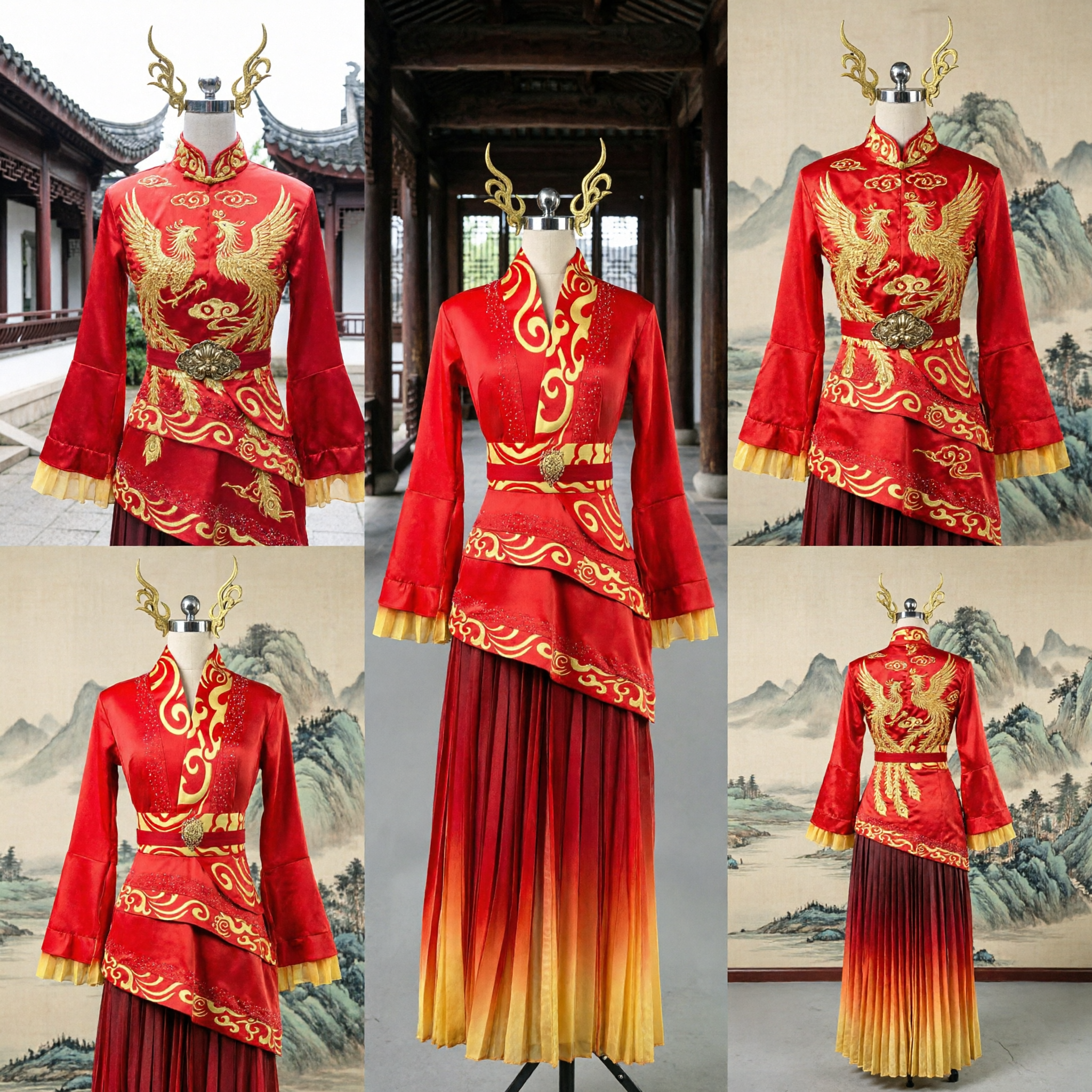 Traditional Chinese Red Dance Costume Classical Hanfu Performance Dress Women's Stage Folk Dance Outfit - Asian Costume