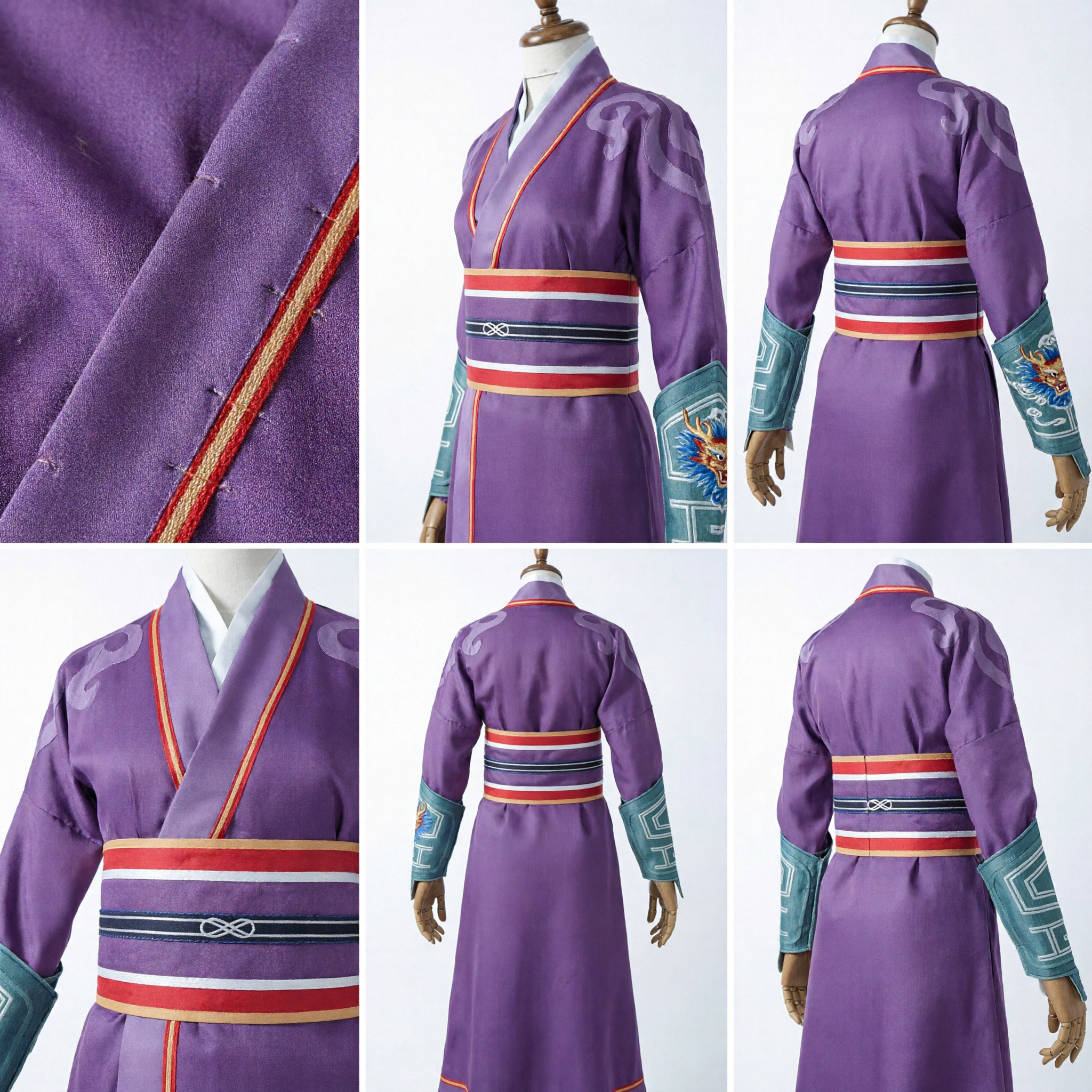 Men's Purple Ancient Chinese Hanfu Costume Traditional Swordsman Robe for Cosplay and Stage Performance - Asian Costume
