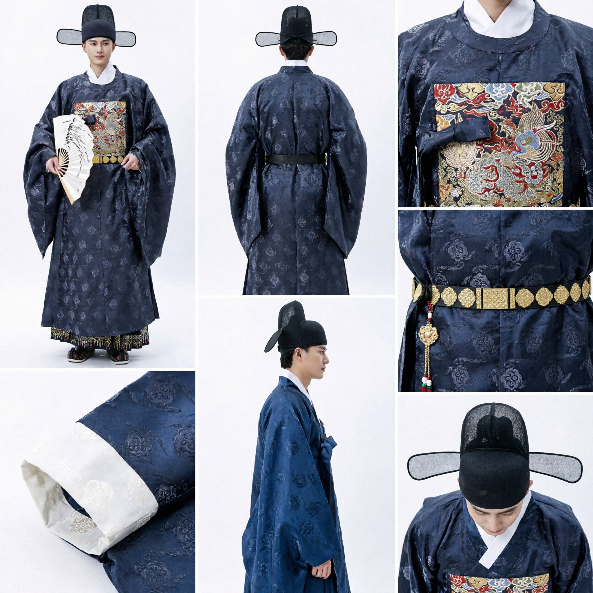 Men's Traditional Chinese Hanfu Ming Dynasty Official Robe Ancient Scholar Costume for Cosplay and Cultural Events - Asian Costume