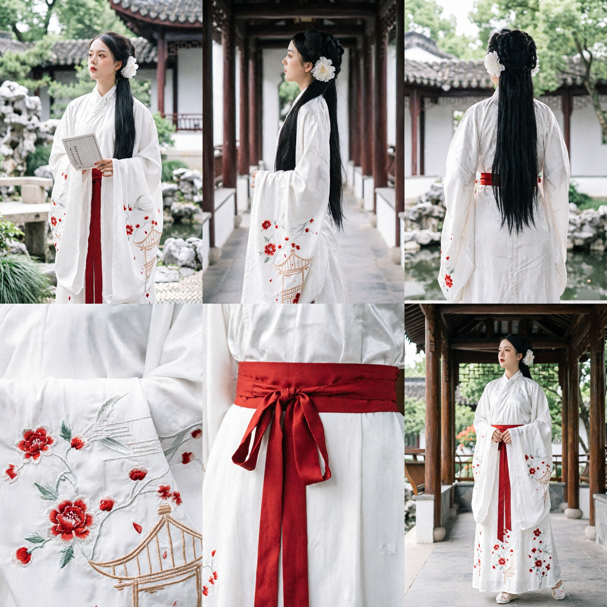 Traditional Chinese Hanfu White Embroidered Robe Ancient Ming Dynasty Costume for Women Cultural Events - Asian Costume