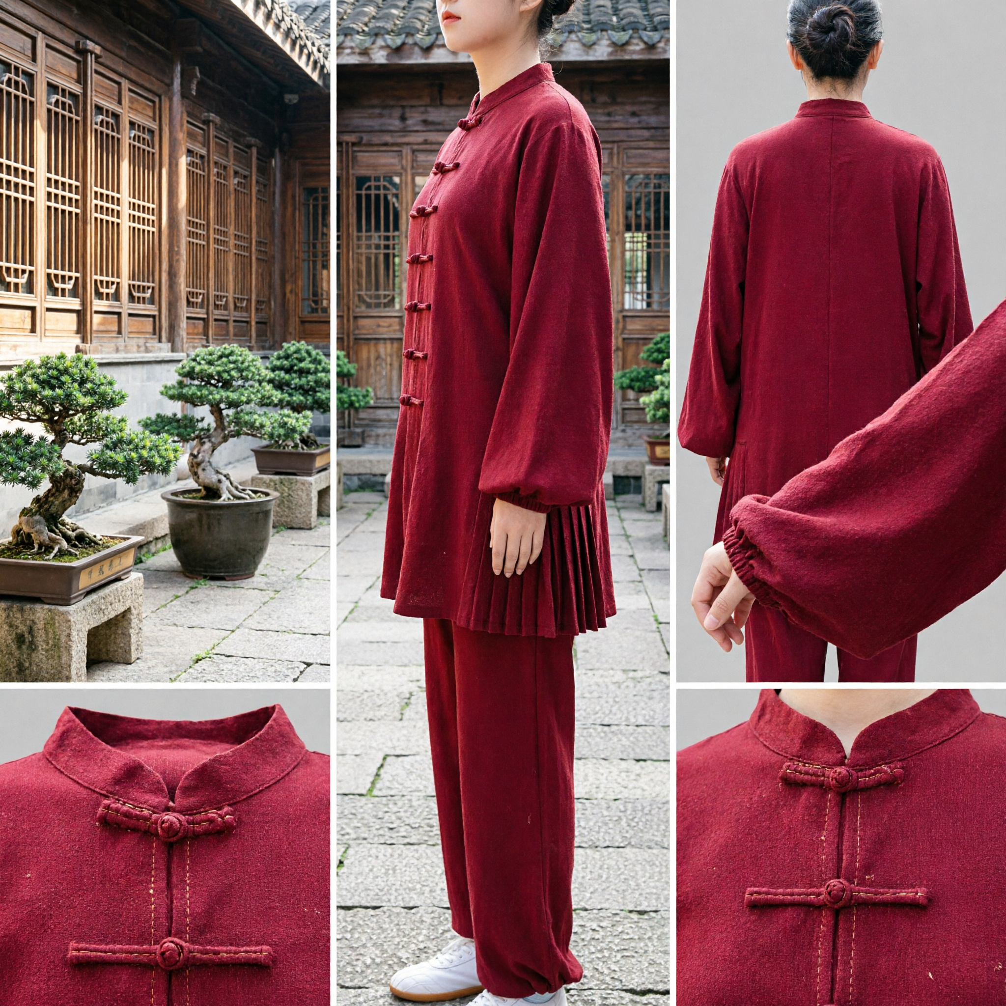 Traditional Red Tai Chi Uniform for Women Cotton Kung Fu Suit Martial Arts Wushu Clothing - Asian Costume