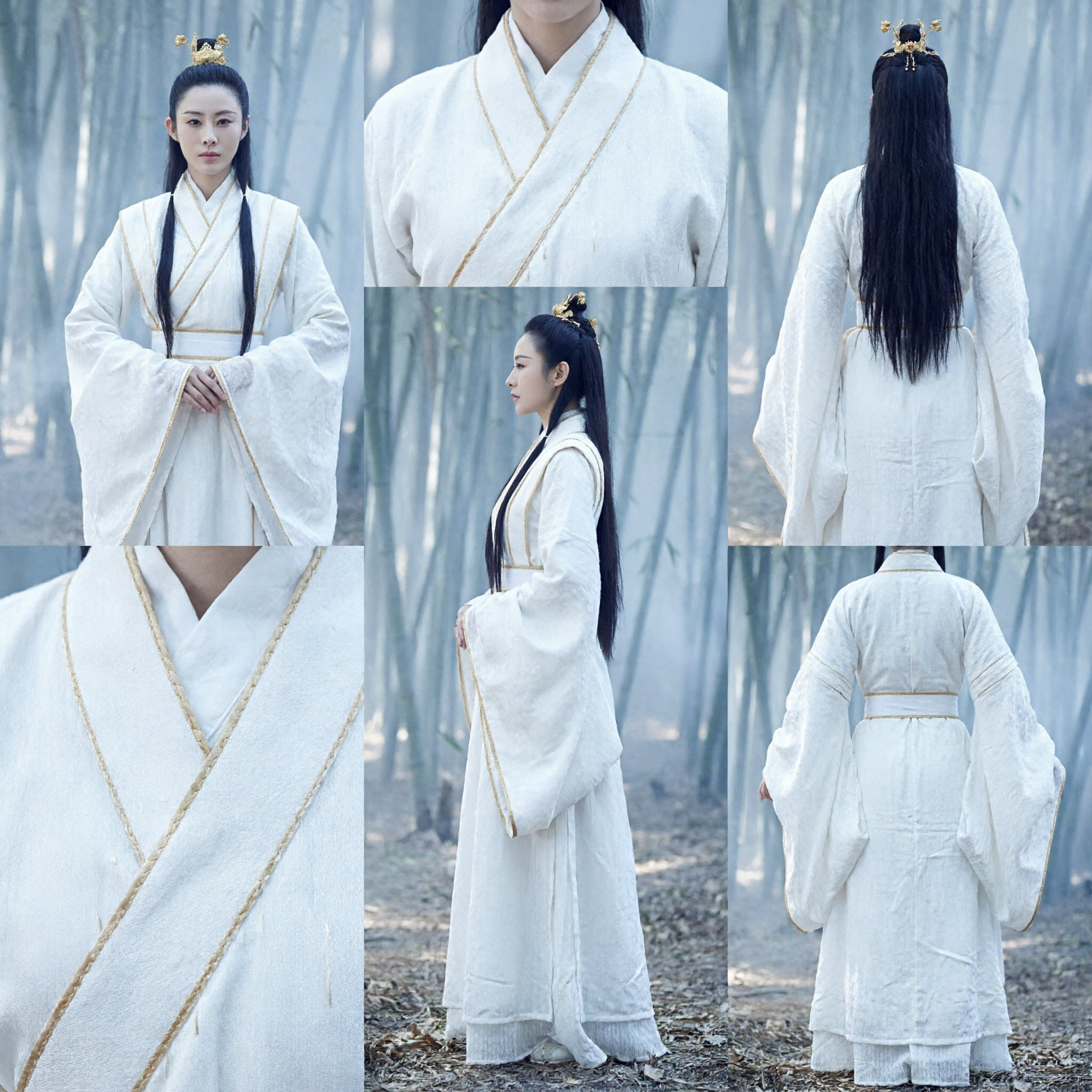 Chinese Traditional Wuxia Swordswoman Hanfu Costume White Ancient Princess Dress for Women Cosplay Performance - Asian Costume