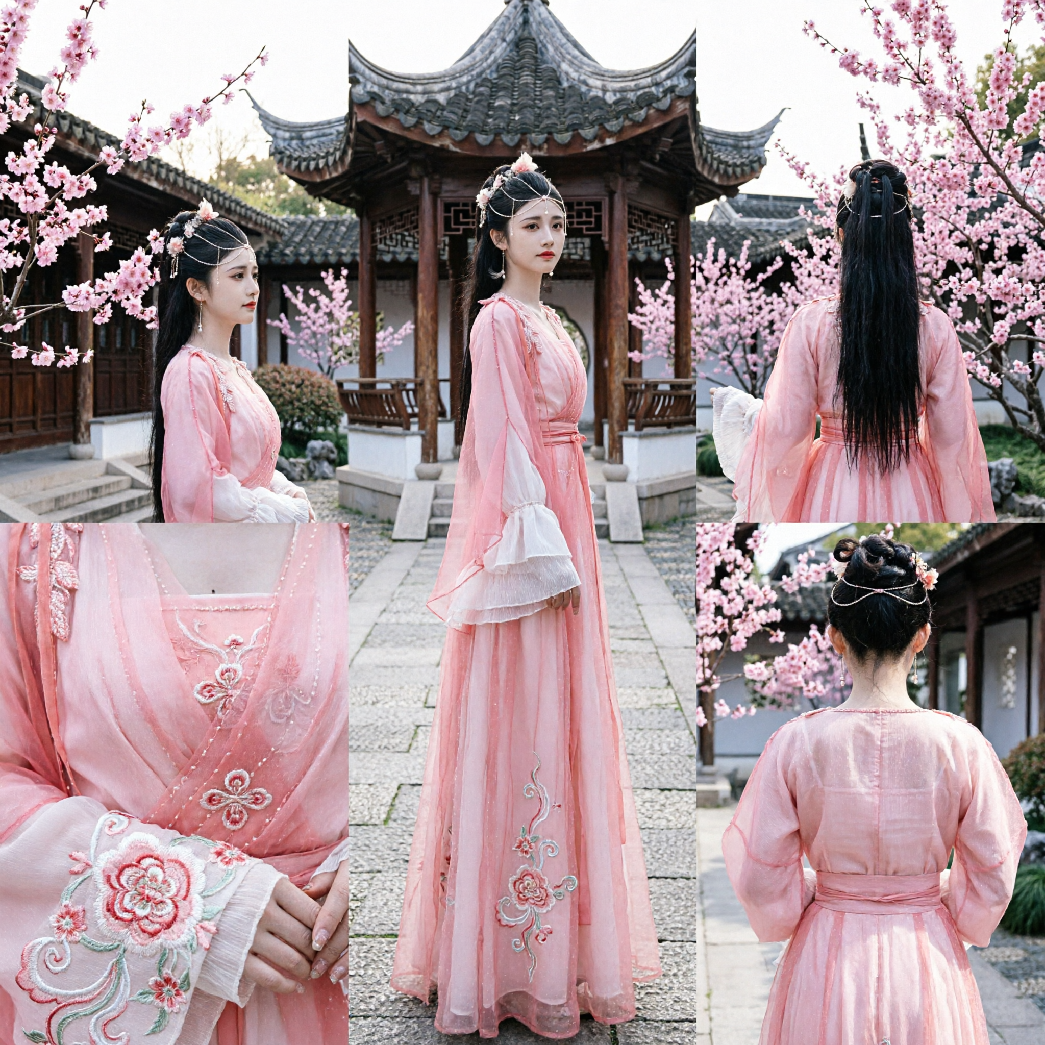 Pink Traditional Chinese Hanfu Fairy Costume Ancient Princess Dress Embroidered Robe for Women Cosplay Performance - Asian Costume