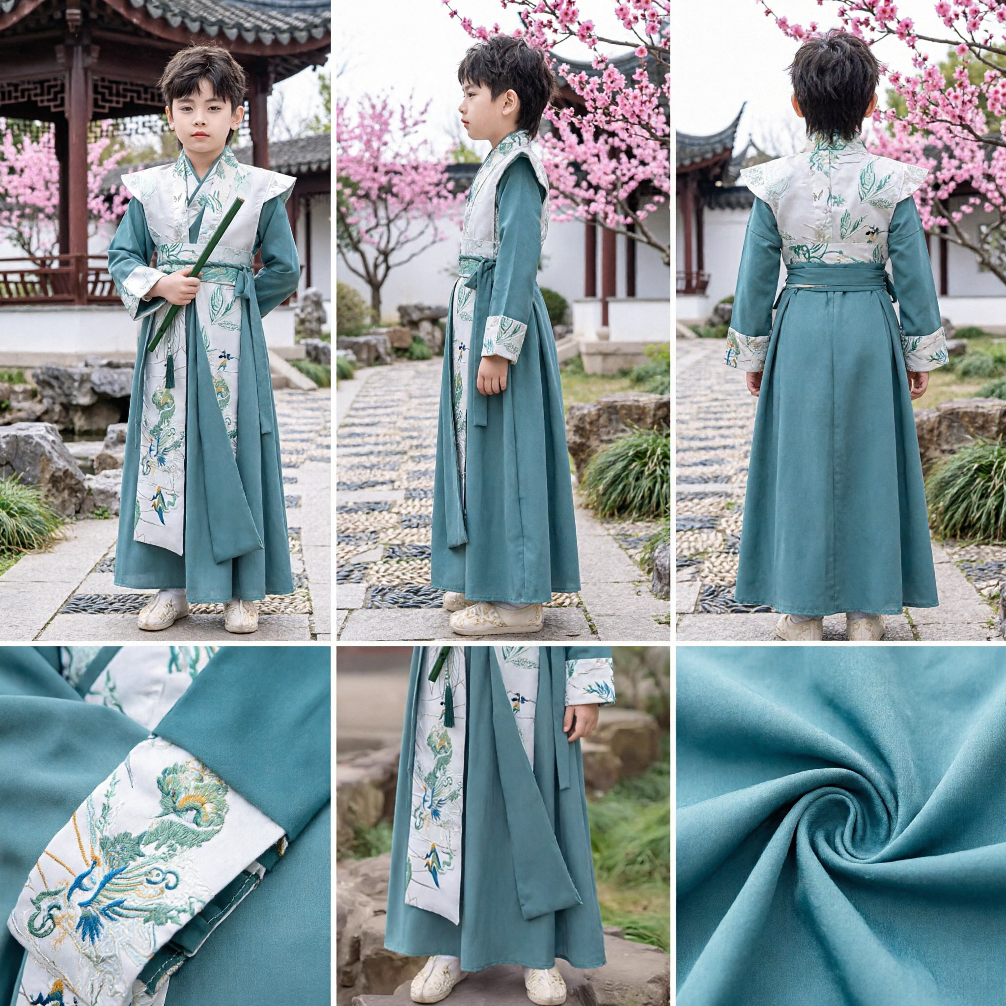 Traditional Chinese Hanfu for Boys Ancient Scholar Robe Kids Cosplay Costume Performance Outfit - Asian Costume