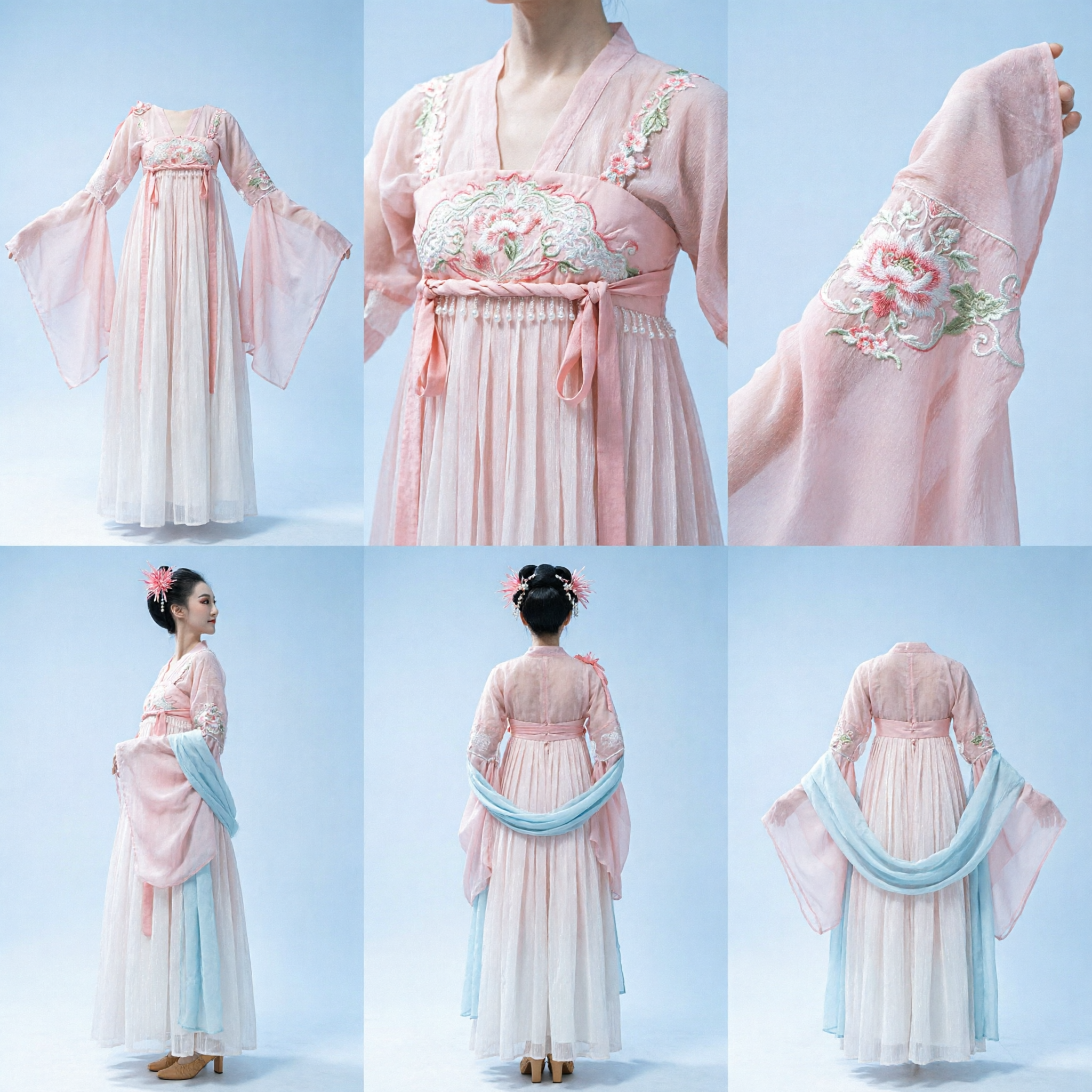 Elegant Pink Traditional Chinese Hanfu Dress Ancient Tang Dynasty Fairy Dance Costume for Women Performance - Asian Costume
