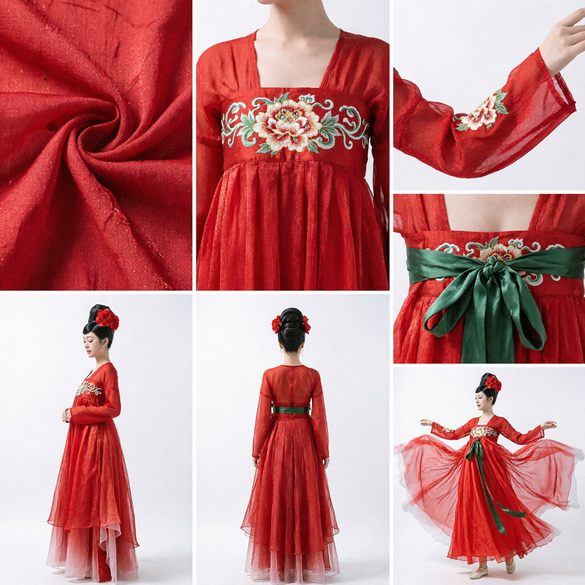 Traditional Chinese Hanfu Tang Dynasty Red Palace Lady Dress Ancient Dance Costume for Women Performance - Asian Costume