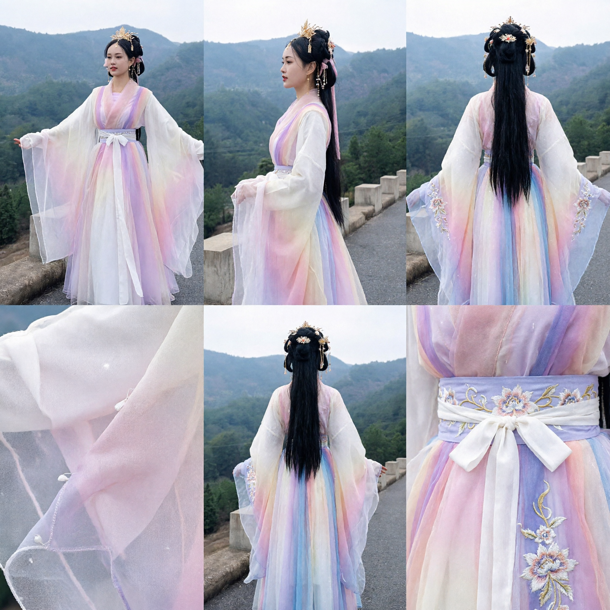 Elegant Gradient Hanfu Traditional Chinese Dress Ancient Fairy Ruqun Costume for Women Photography Performance - Asian Costume