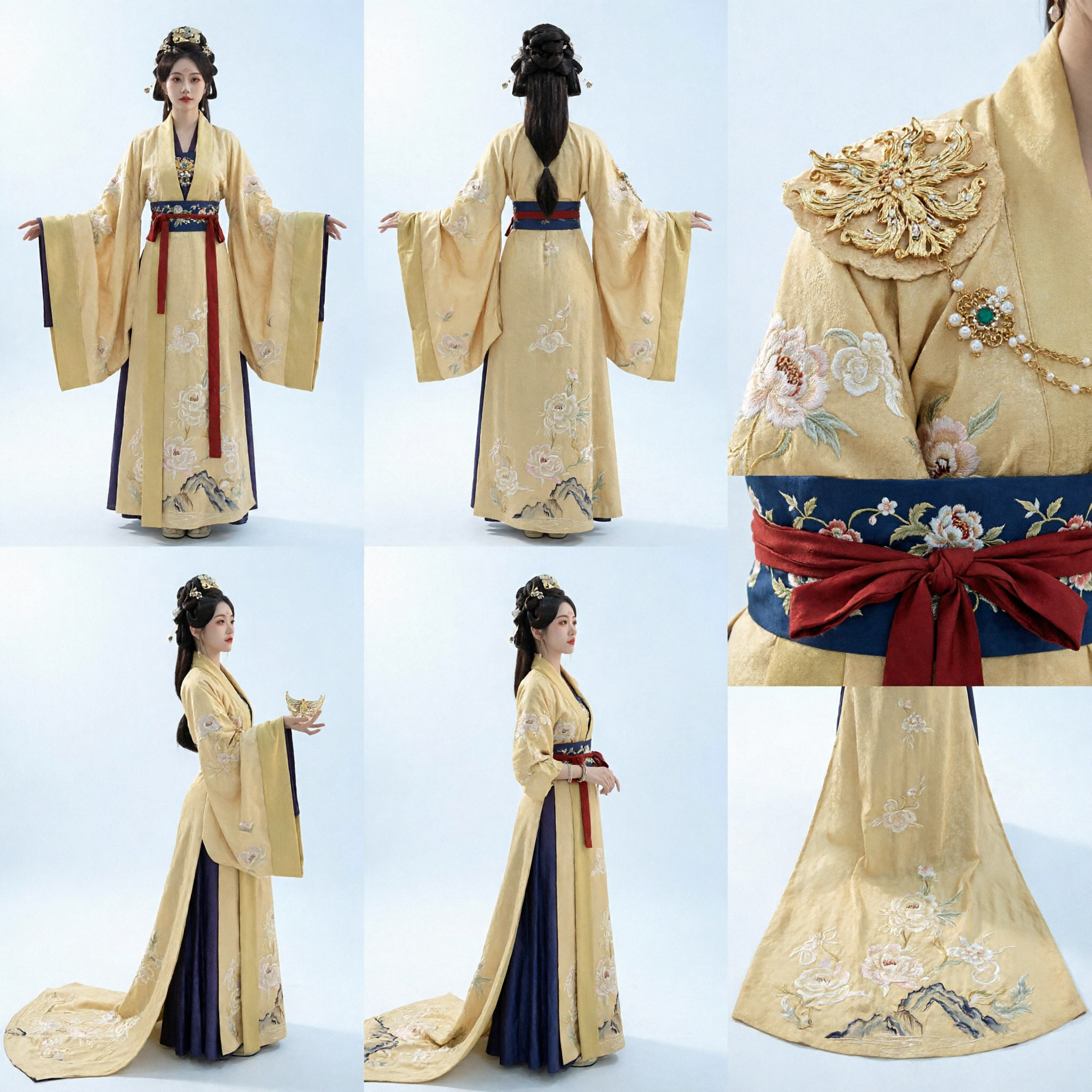 Traditional Chinese Yellow Hanfu Ancient Palace Lady Embroidered Dress Costume for Women Cosplay Photography - Asian Costume