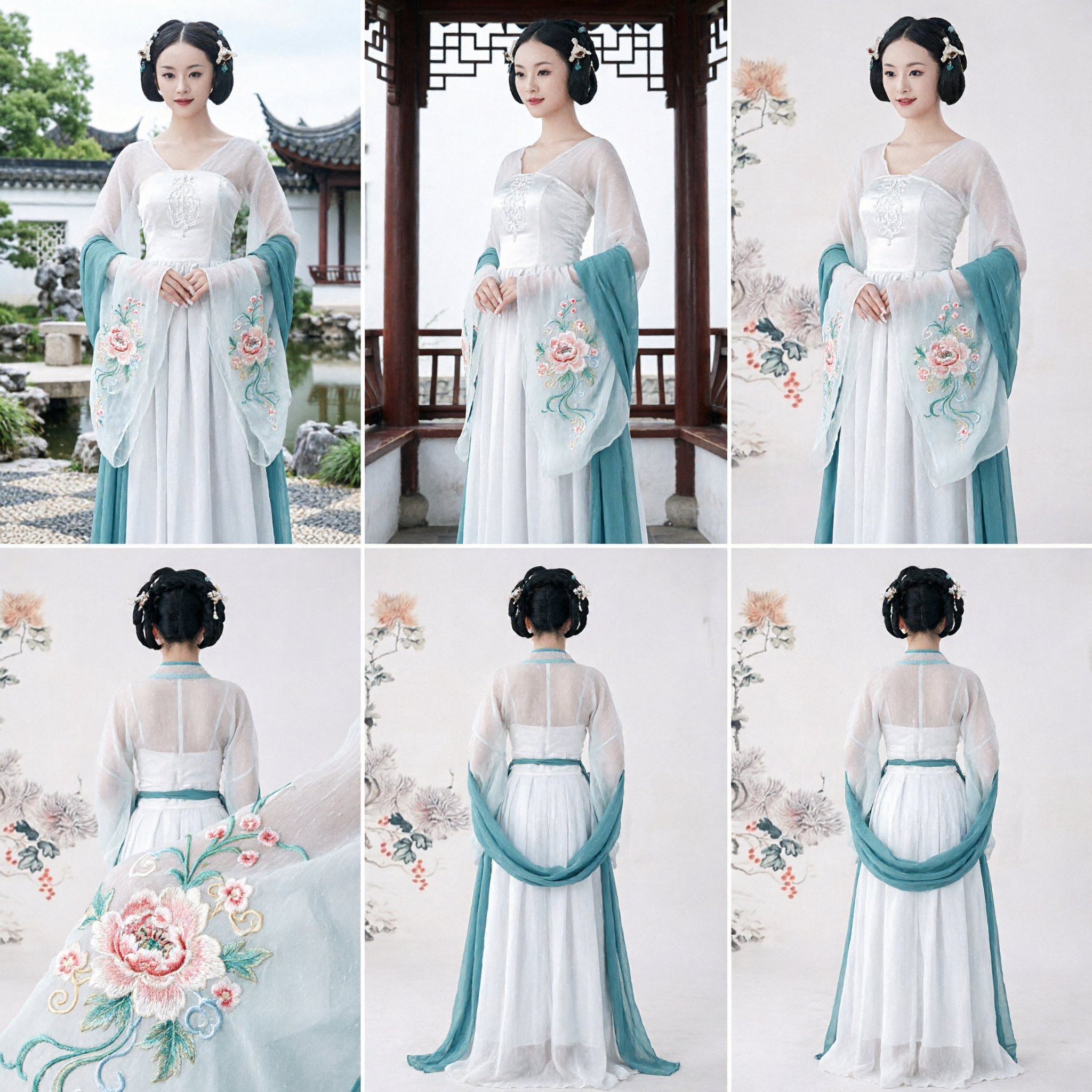Elegant White and Blue Traditional Chinese Hanfu Dress Women's Fairy Style Costume for Performance and Cosplay - Asian Costume