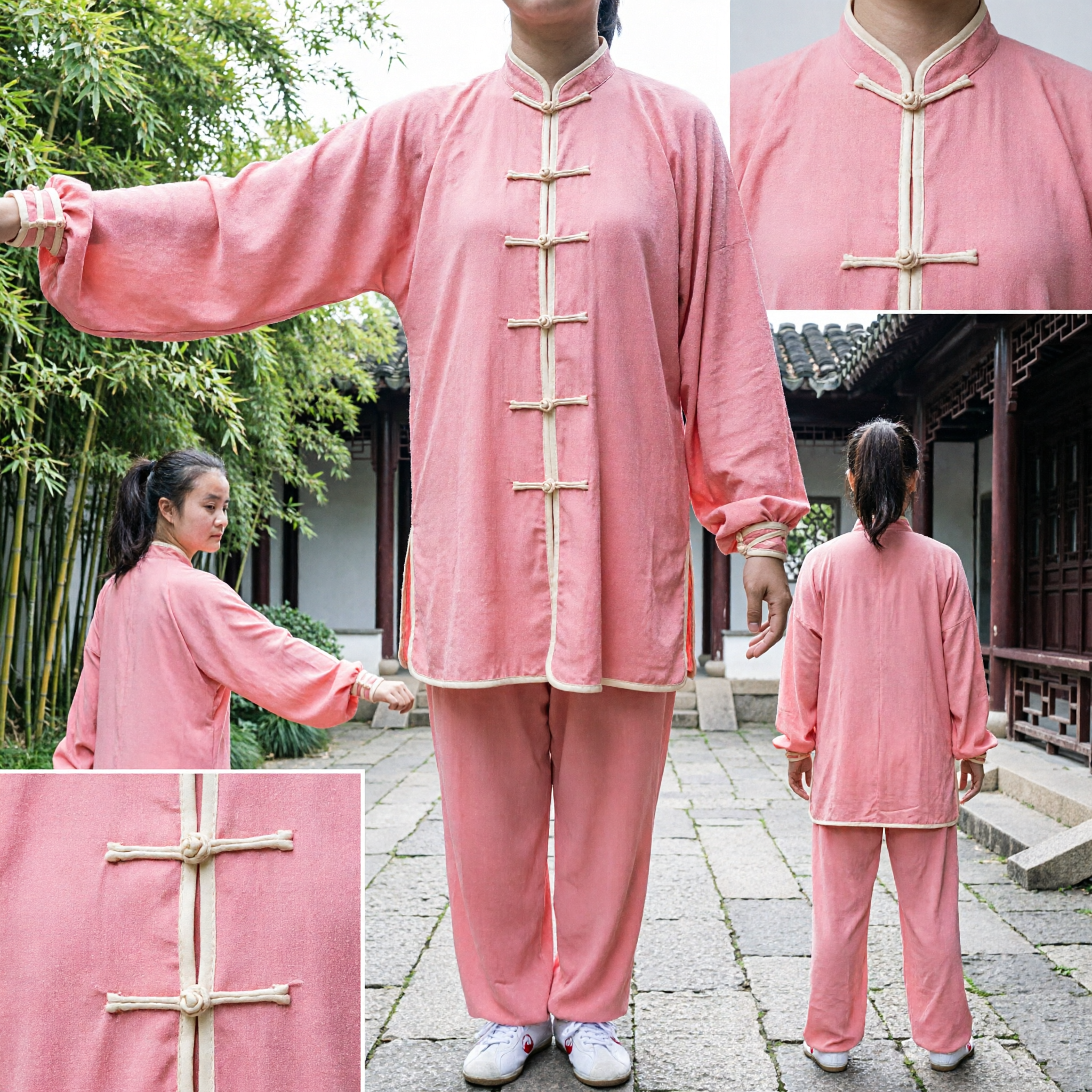 Women's Pink Silk Tai Chi Uniform Traditional Kung Fu Suit Martial Arts Wushu Costume for Practice and Performance - Asian Costume