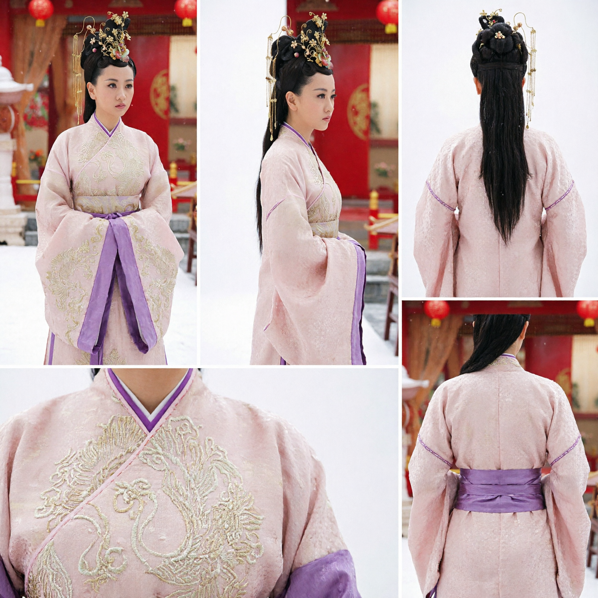 Women's Pink Chinese Hanfu Traditional Ancient Palace Costume Embroidered Dress for Cosplay and Performance - Asian Costume