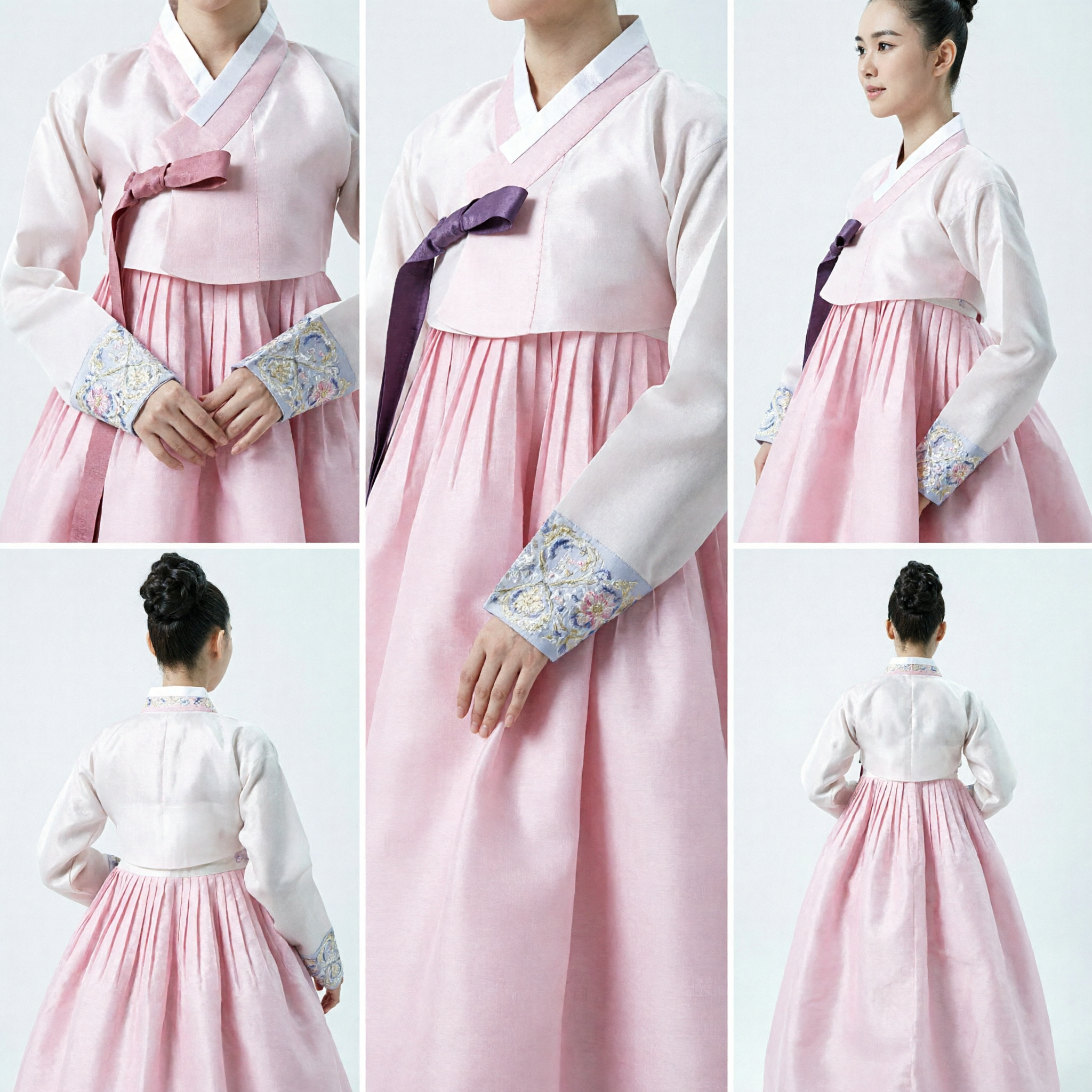 Elegant Pink and White Korean Hanbok Traditional Dress for Women Wedding Party Ceremony Costume - Asian Costume