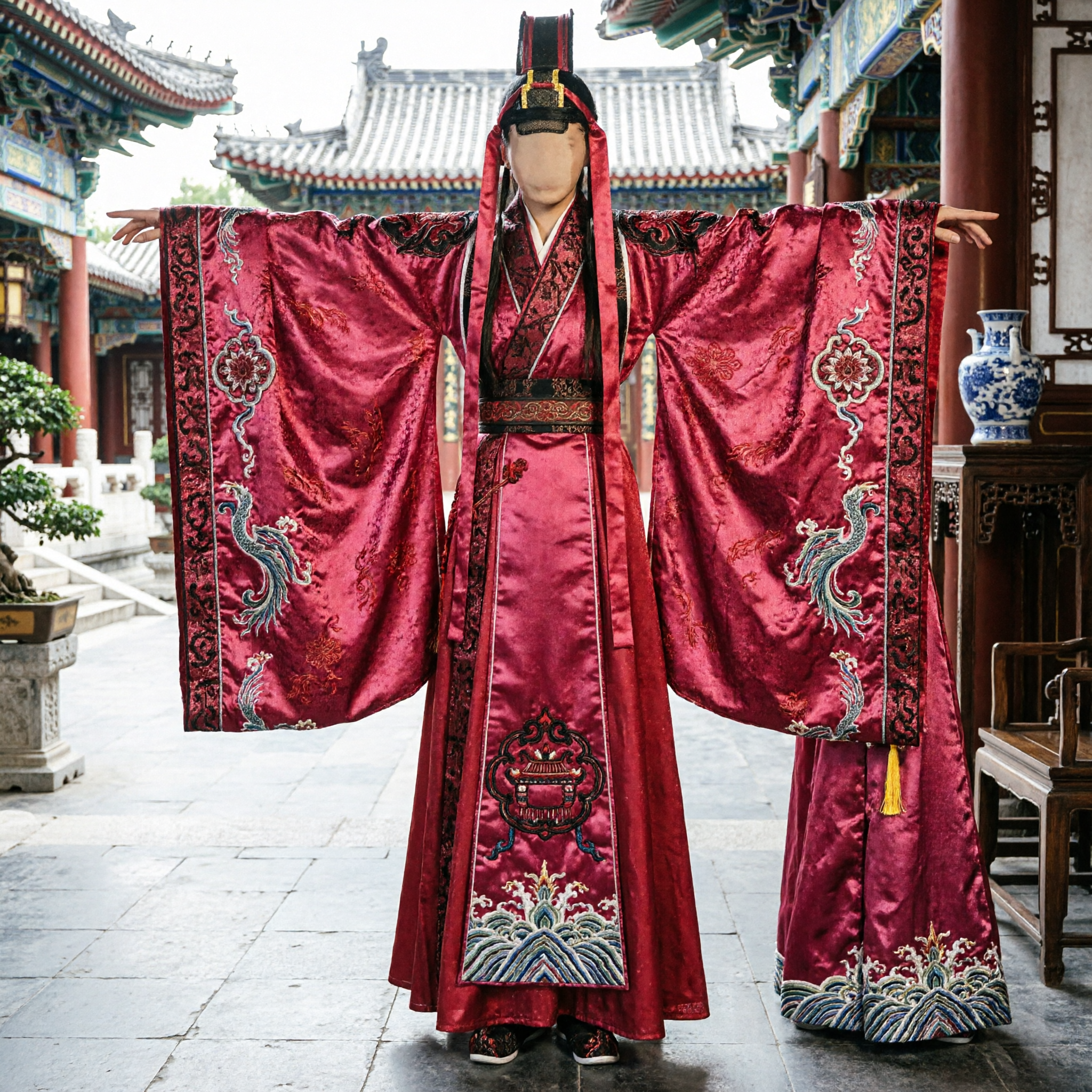 Traditional Chinese Red Ancient Warrior Hanfu Costume for Kids Boys Wuxia Cosplay Performance Outfit - Asian Costume