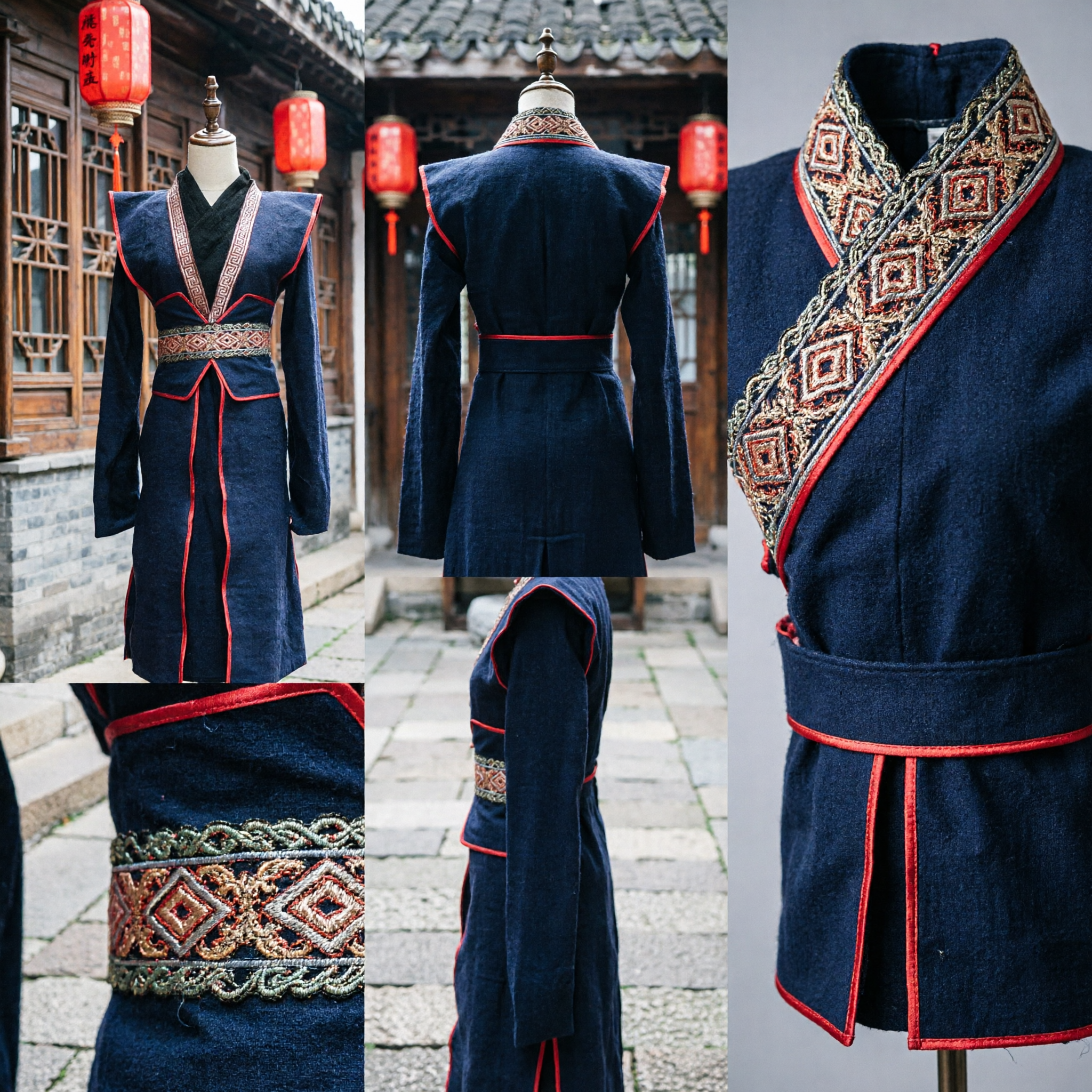 Traditional Chinese Black Hanfu Robe Ancient Knight Costume Men's Martial Arts Swordsman Historical Drama Outfit - Asian Costume
