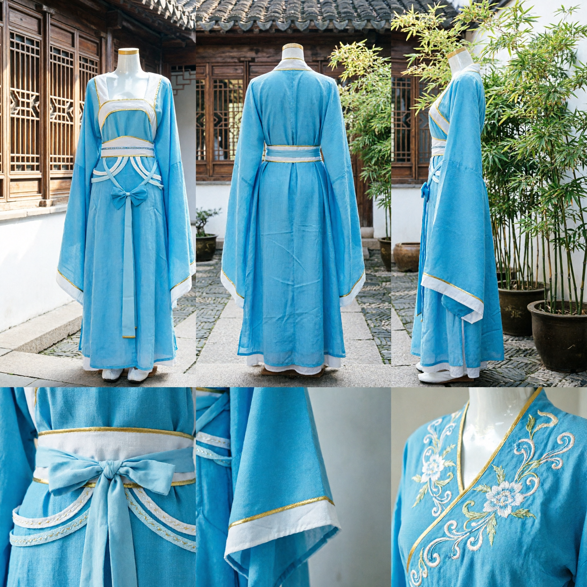 Elegant Light Blue Chinese Hanfu Ancient Princess Dress Traditional Fairy Costume for Women Cosplay and Stage Performance - Asian Costume