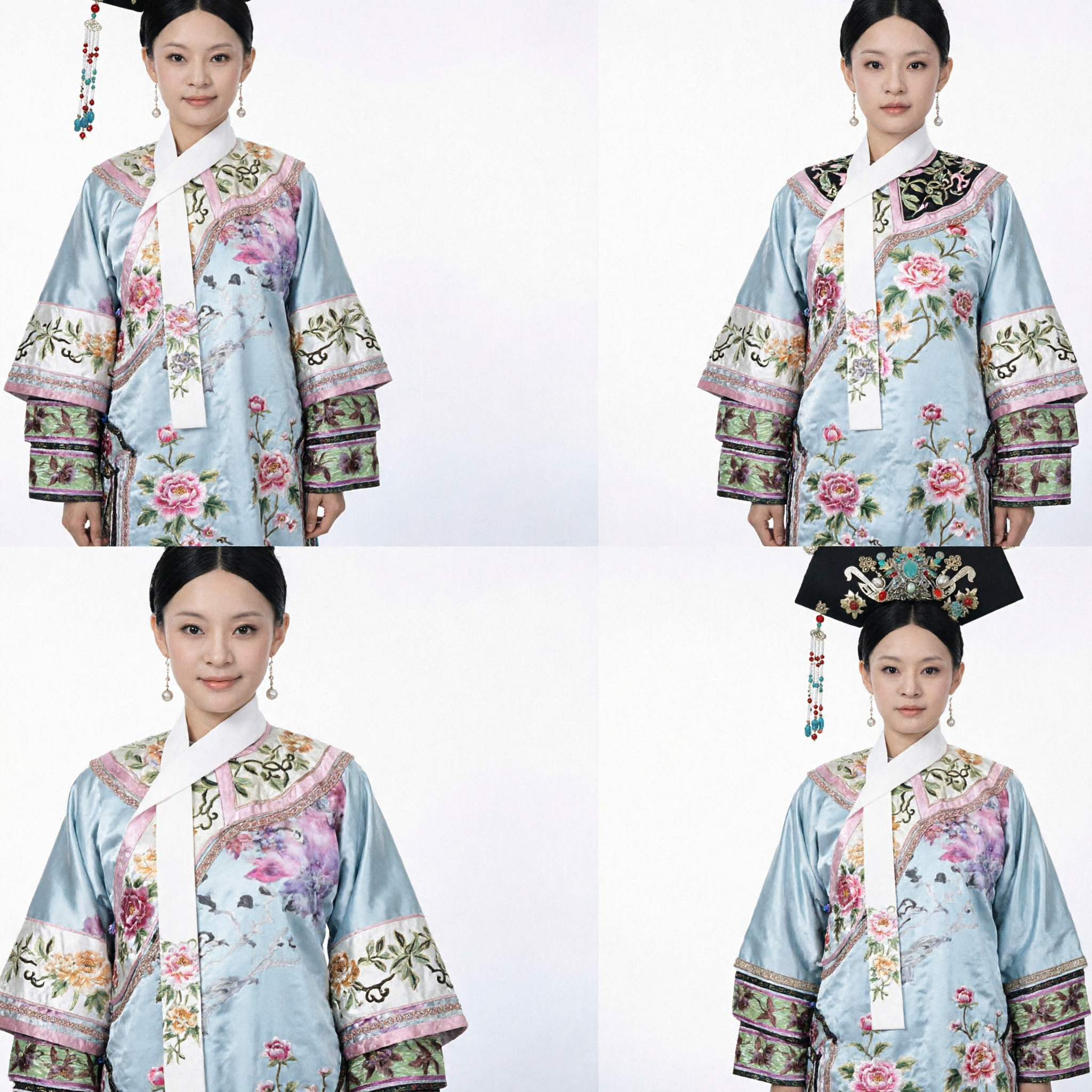 Traditional Chinese Qing Dynasty Imperial Concubine Costume Set Embroidered Robe and Headdress for Women Cosplay Performance - Asian Costume