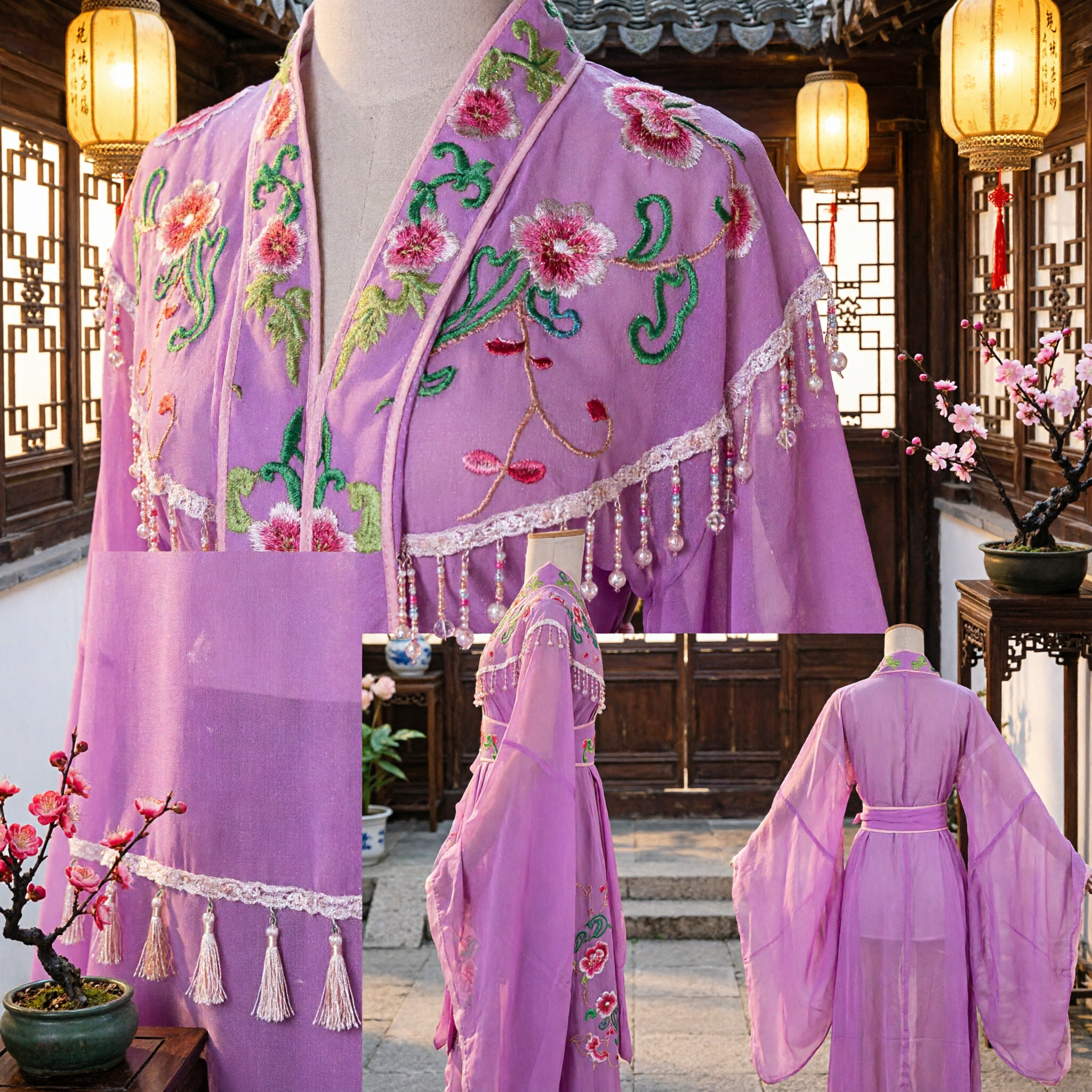 Purple Chinese Traditional Hanfu Dress Ancient Princess Costume Embroidered Stage Performance Clothing for Women - Asian Costume