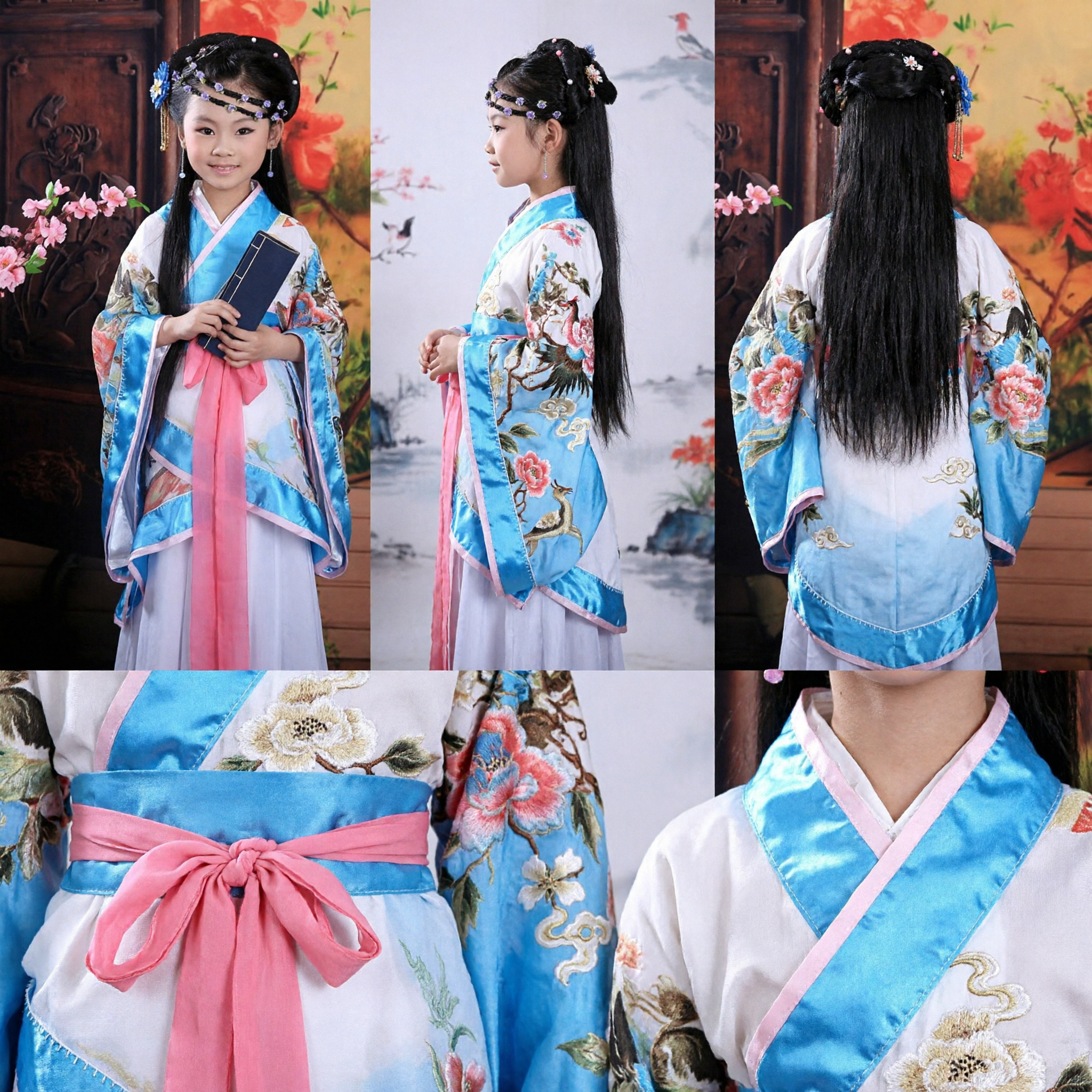 Traditional Chinese Hanfu Costume for Girls Kids Ancient Tang Dynasty Princess Dress Performance Clothing - Asian Costume