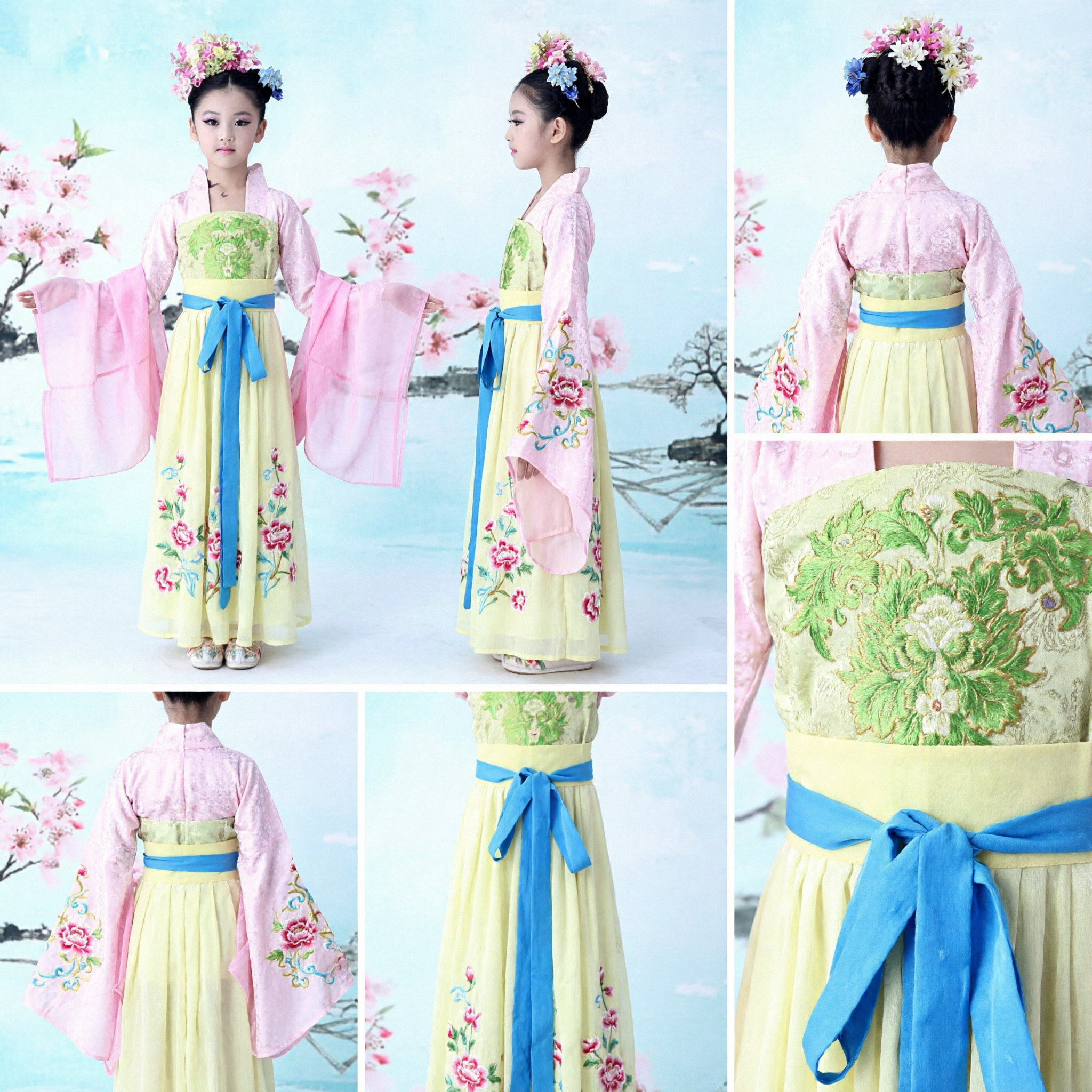 Traditional Chinese Hanfu Costume for Kids Ancient Tang Dynasty Princess Dress Girls Dance Performance Outfit - Asian Costume