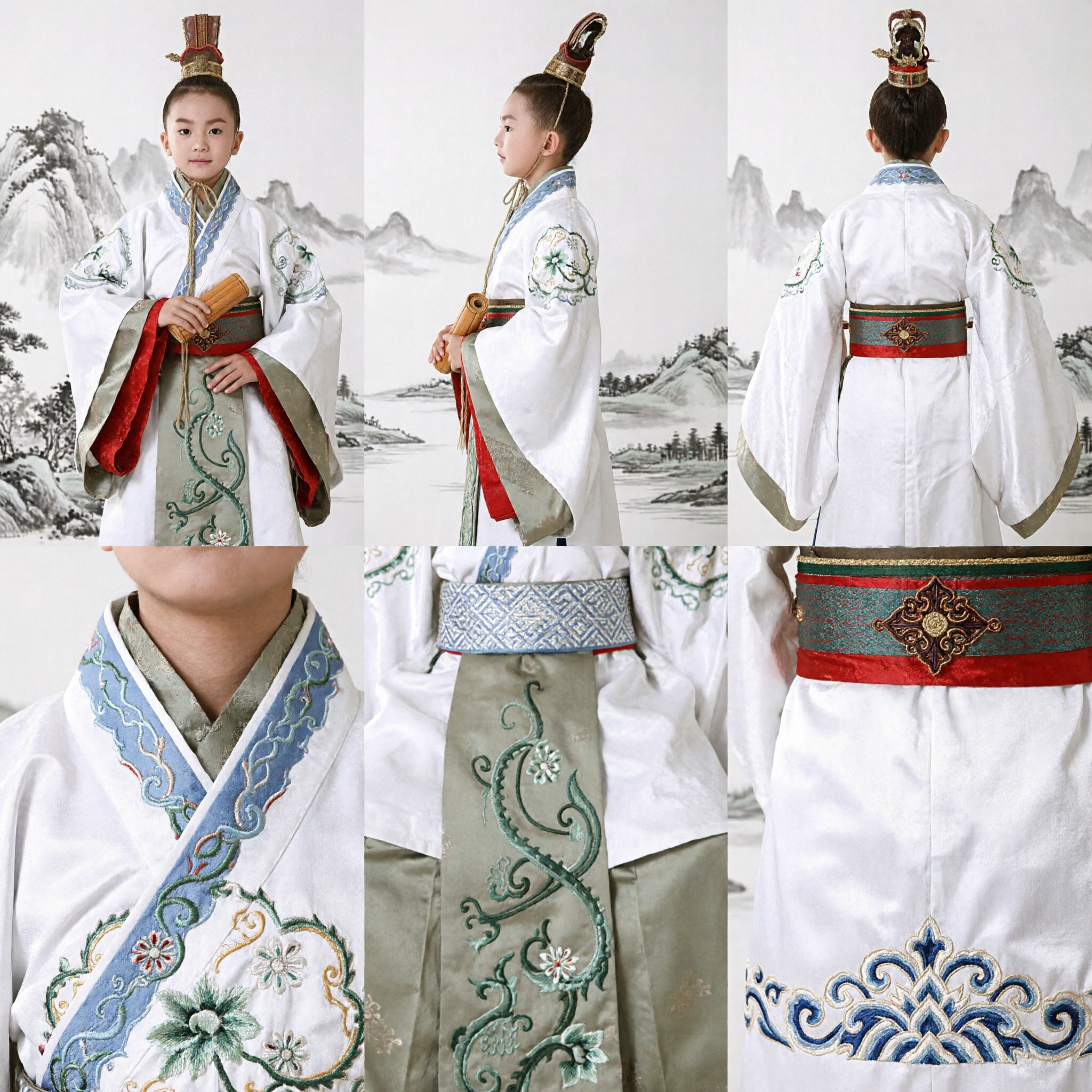 Kids Boys Traditional Chinese Hanfu Costume Ancient Scholar Robe Outfit for Halloween Cosplay Performance - Asian Costume