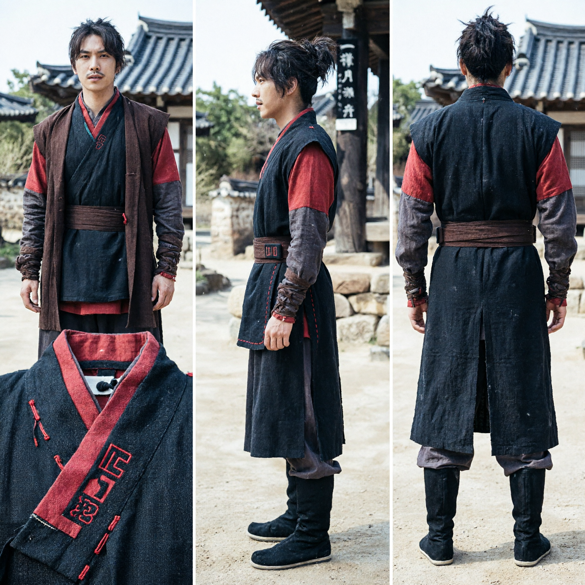 Men's Traditional Korean Swordsman Costume Ancient Warrior Hanbok Outfit for Historical Cosplay and Performance - Asian Costume