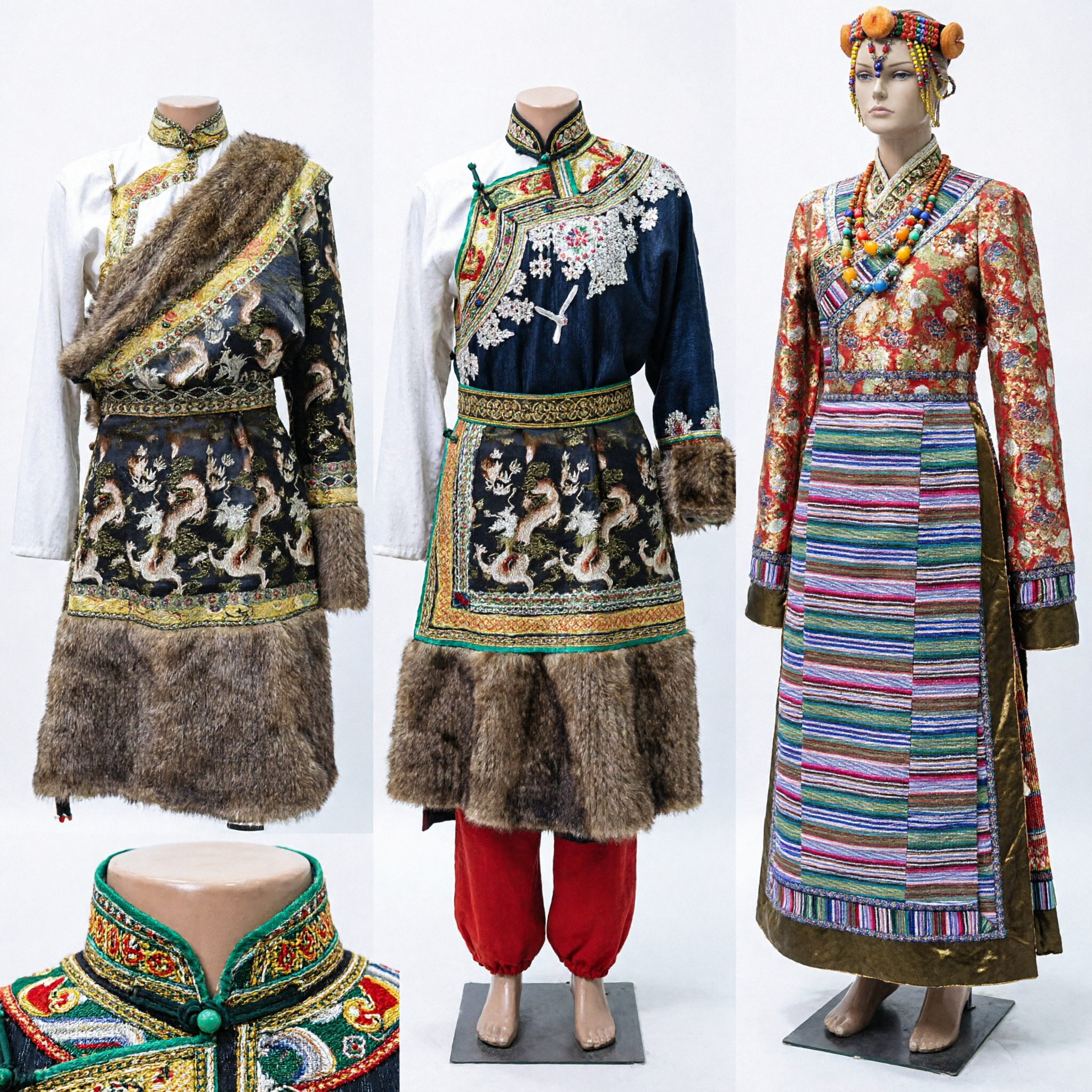 Costumi tradizionali delle minoranze etniche cinesi per uomini e donne, abiti da palcoscenico per danza folk in stile tibetano - Asian Costume