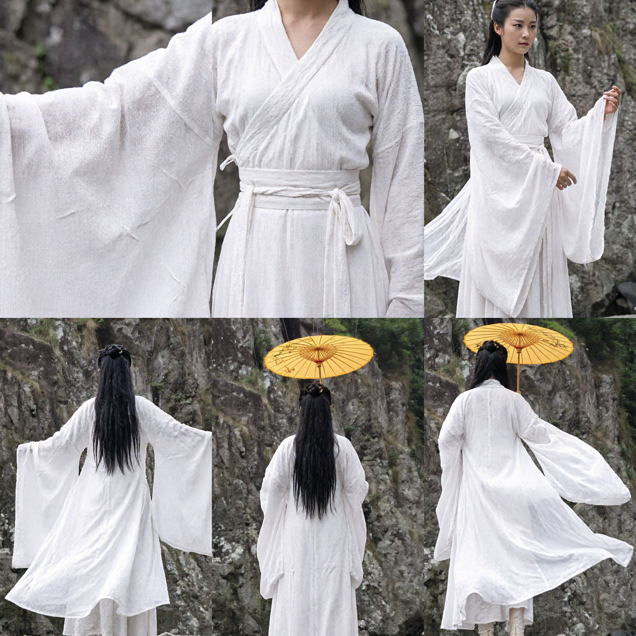 Costume de fée Hanfu blanc traditionnel chinois - Robe de femme épéiste Wuxia pour cosplay et spectacle - Asian Costume