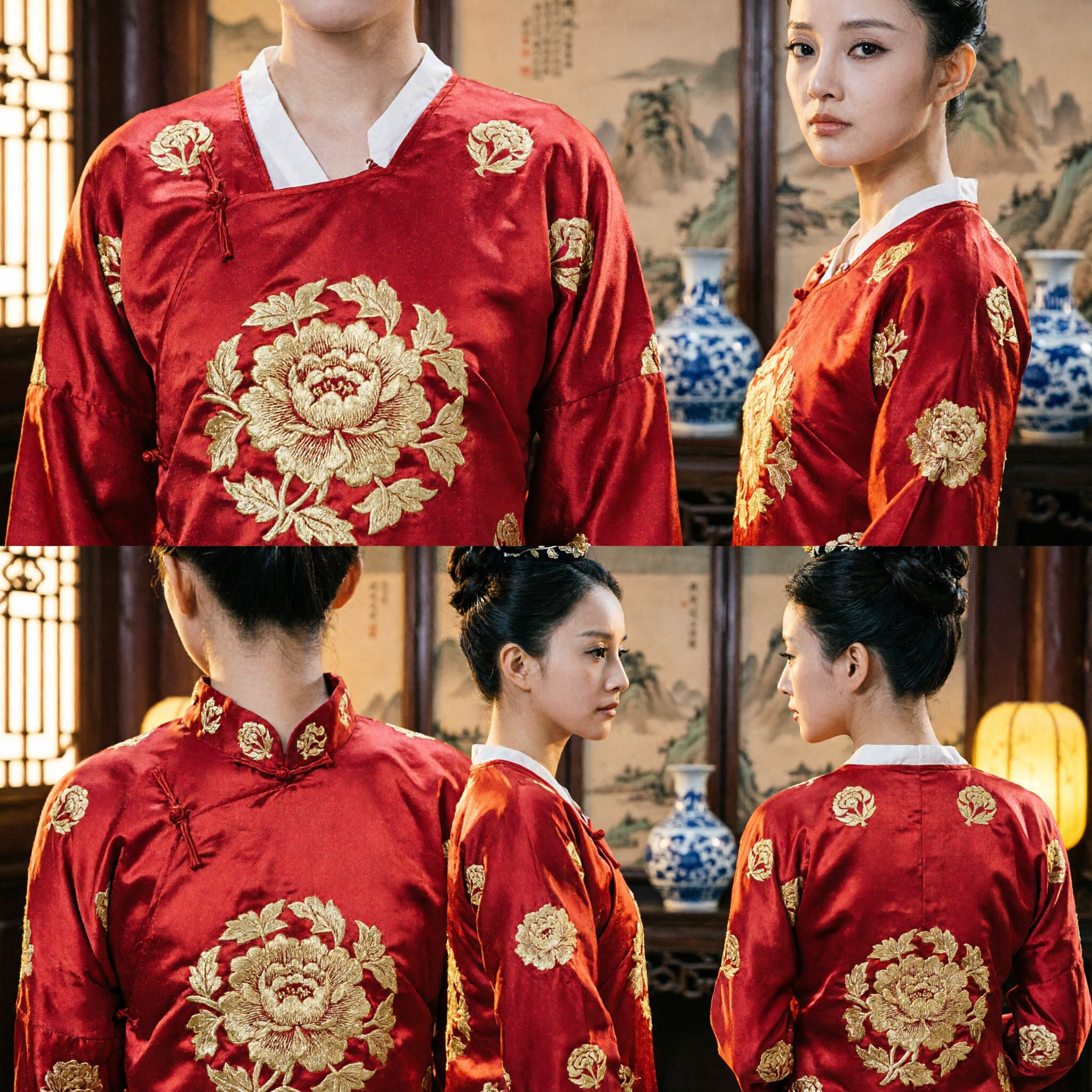 Accesorio para el Pelo de la Dinastía Tang de la Antigua China, Diadema Floral Dorada para Cosplay de Traje de Palacio Hanfu - Asian Costume