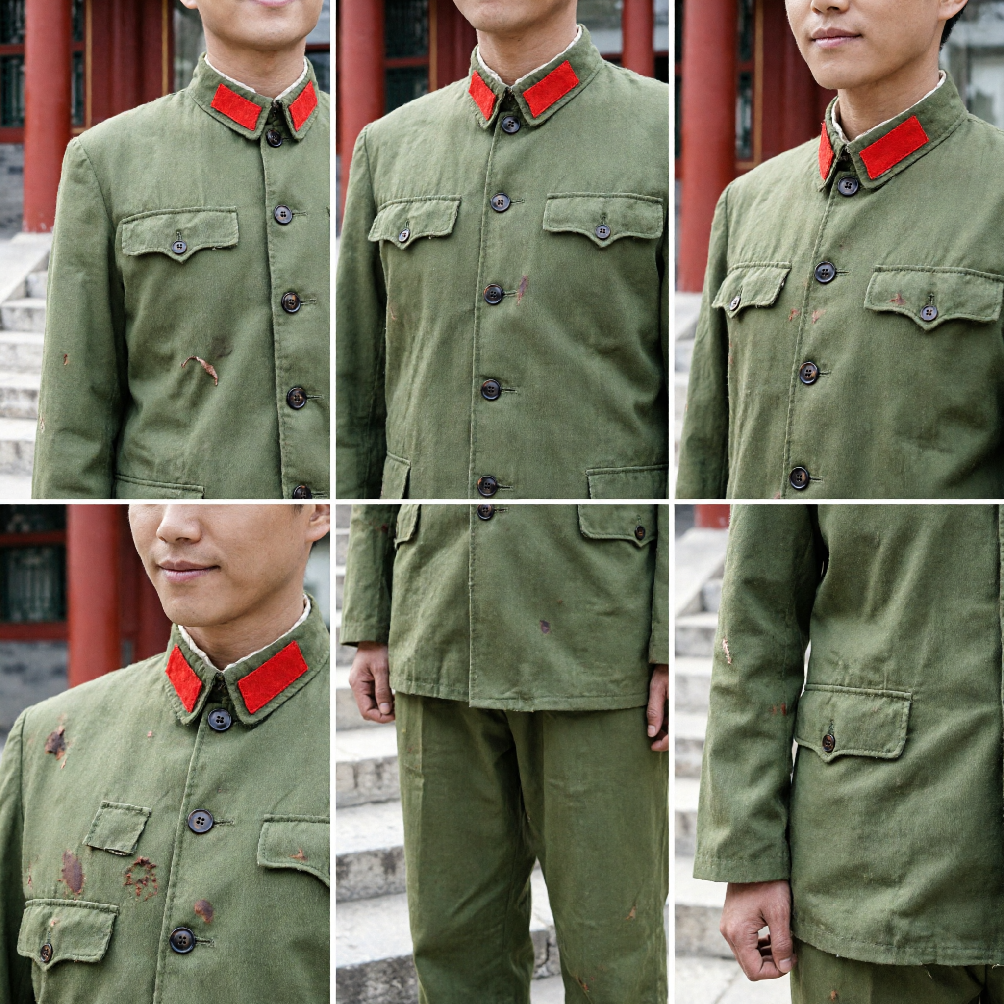 Uniforme Militar Tipo 65 do PLA Tradicional Chinês, Traje de Exército Verde Oliva para Homens e Mulheres, Performance de Palco - Asian Costume