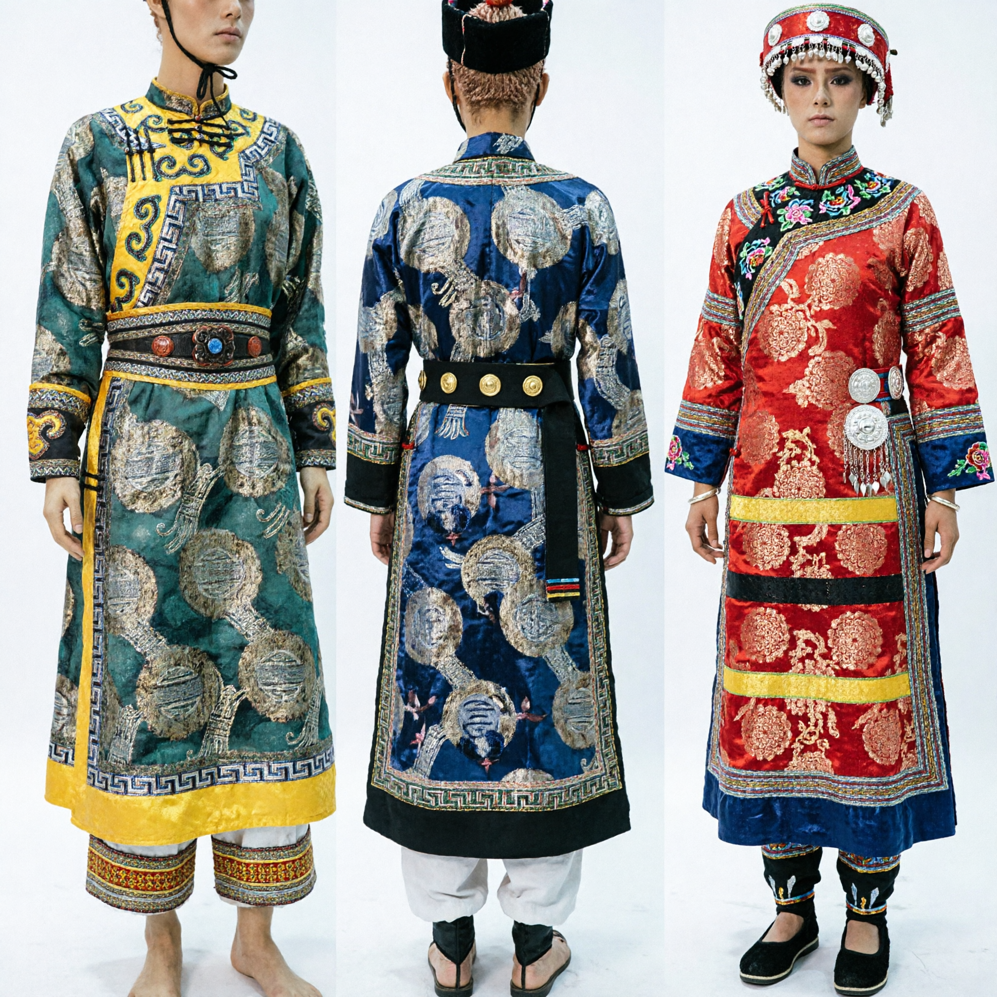 Ensemble costume national mongol traditionnel pour hommes et femmes, robes brodées pour festivals et mariages - Asian Costume