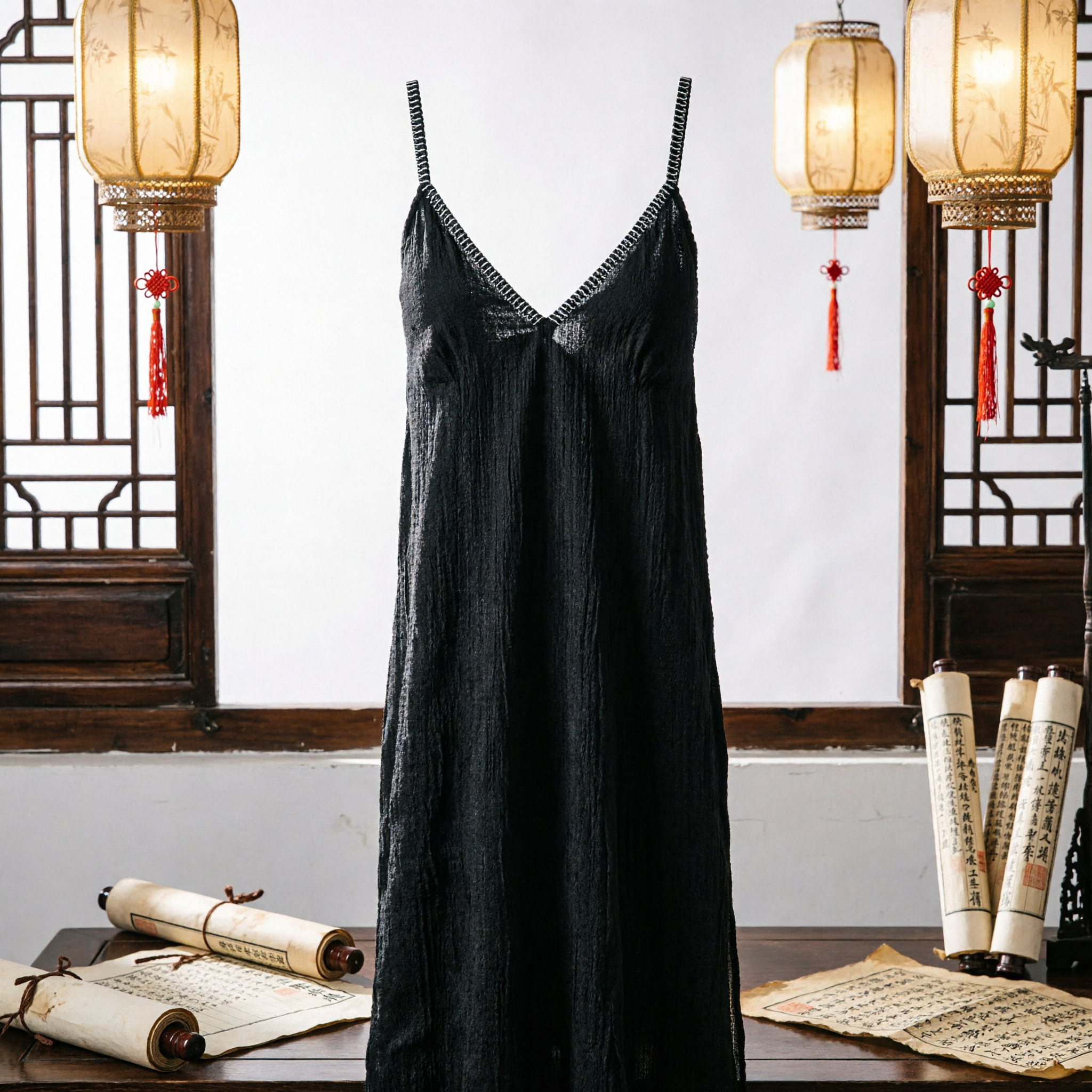 Extensão de Cabelo Preta Longa Tradicional Chinesa com Ganchos para Hanfu, Fantasia Antiga, Cosplay e Ópera - Asian Costume