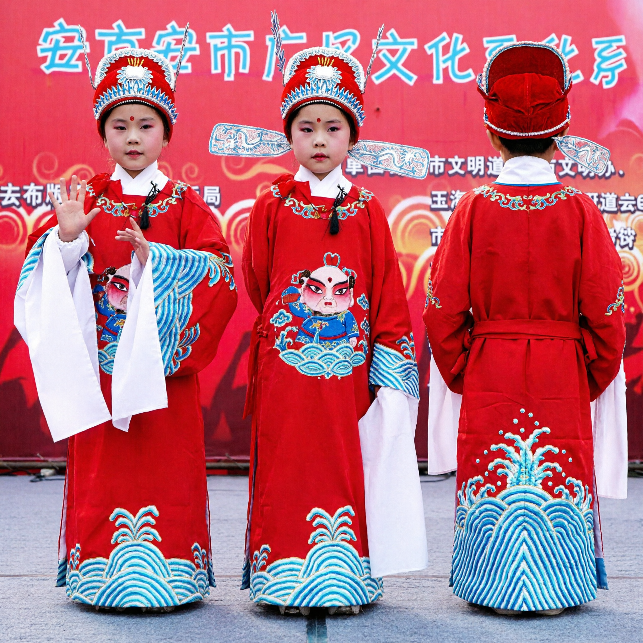 Kinderen Traditioneel Chinese Opera Kostuum Jongens Rode Peking Opera Gewaad Outfit met Hoofdtooi voor Podiumoptreden - Asian Costume