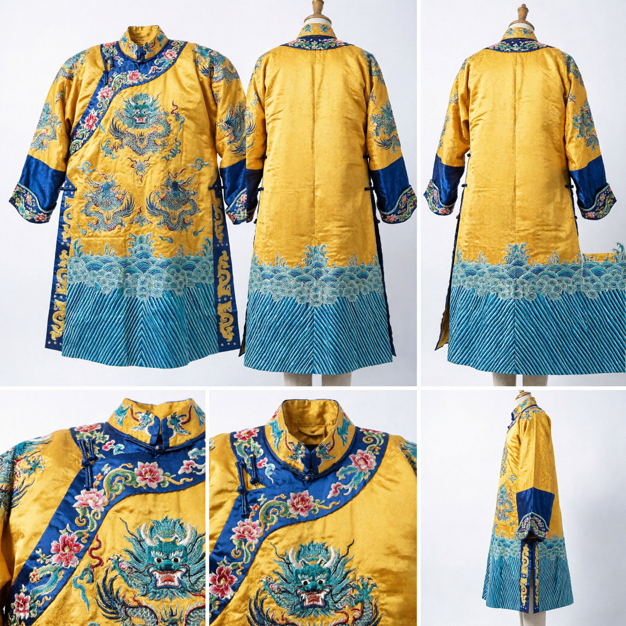 Veste del Drago Gialla dell'Opera di Pechino Tradizionale Cinese, Abito da Spettacolo Antico per Uomo - Asian Costume