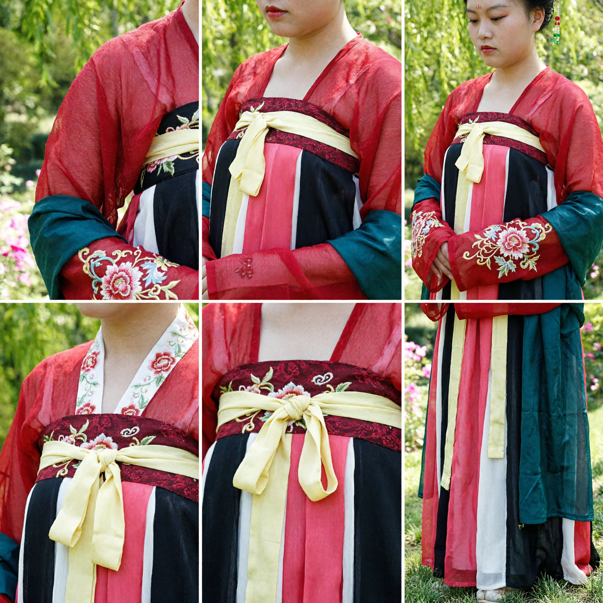 Tang-Dynastie-Hanfu-Kostüm für Frauen, traditionelles chinesisches antikes Palastkleid, rot-grünes Outfit für Fotografie - Asian Costume