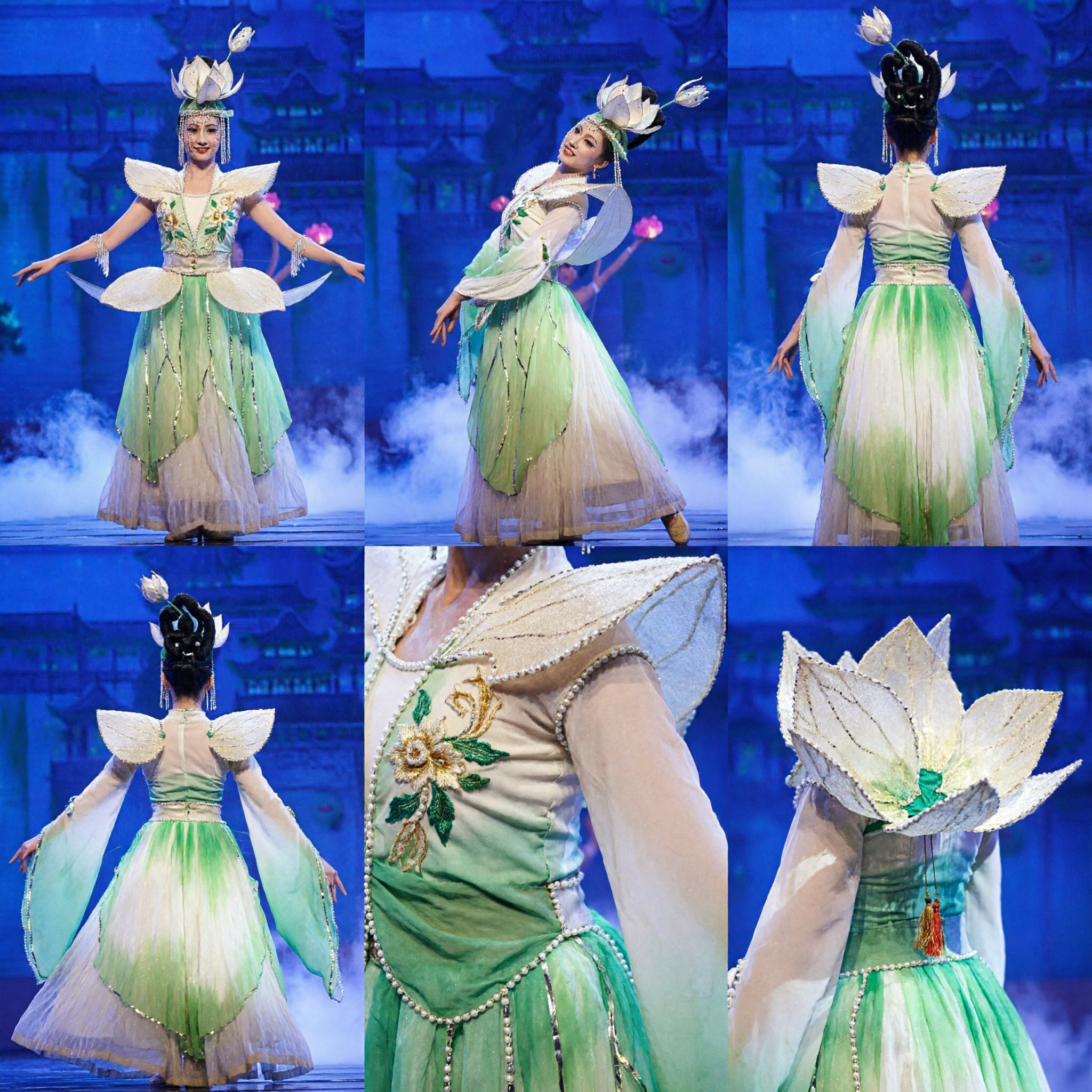 Costume de danse classique chinoise pour femmes - Robe verte de fée lotus pour danse folklorique et performance scénique pour filles - Asian Costume