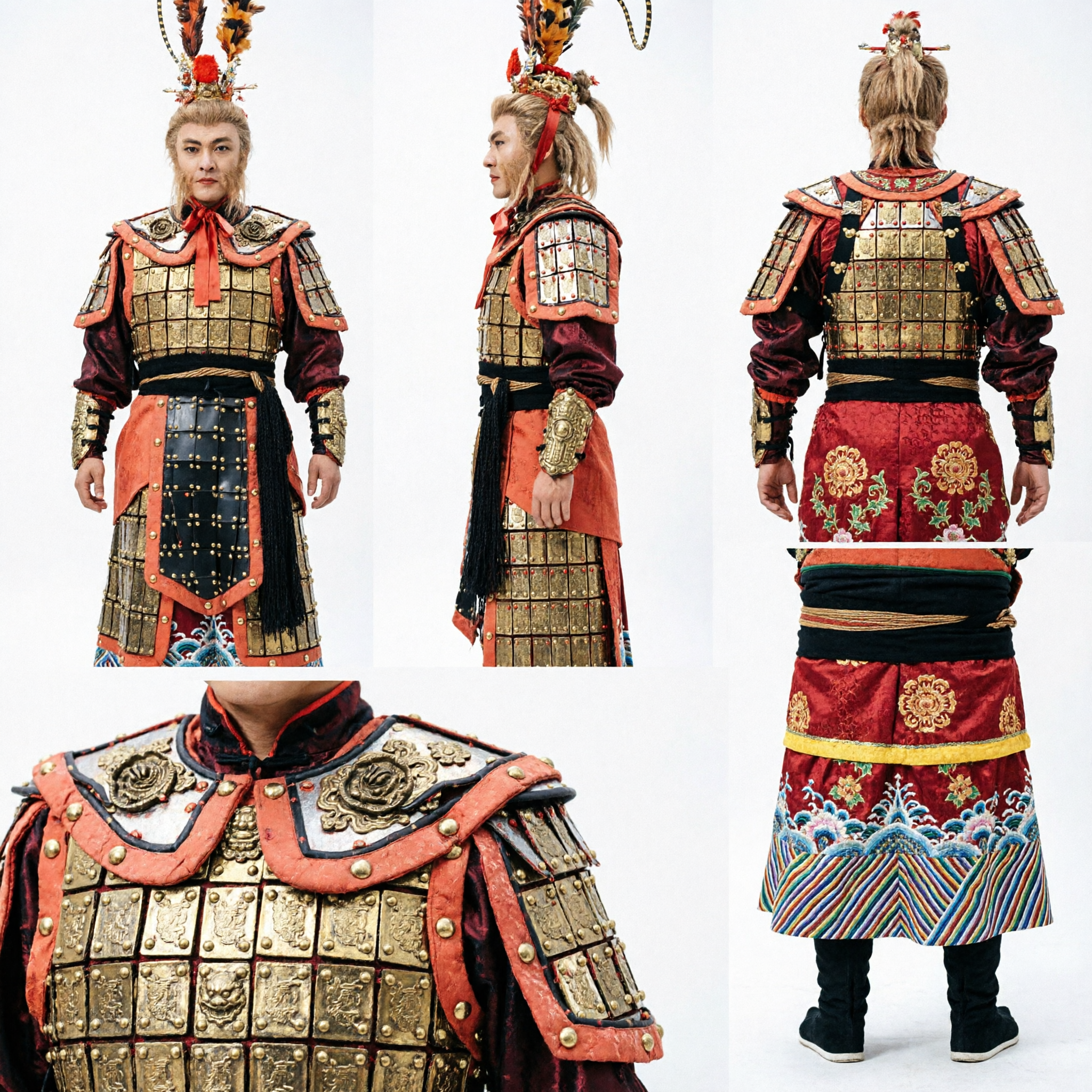 Traditional Chinese Monkey King Sun Wukong Warrior Armor Costume for Men Cosplay Performance and Cultural Festivals - Asian Costume