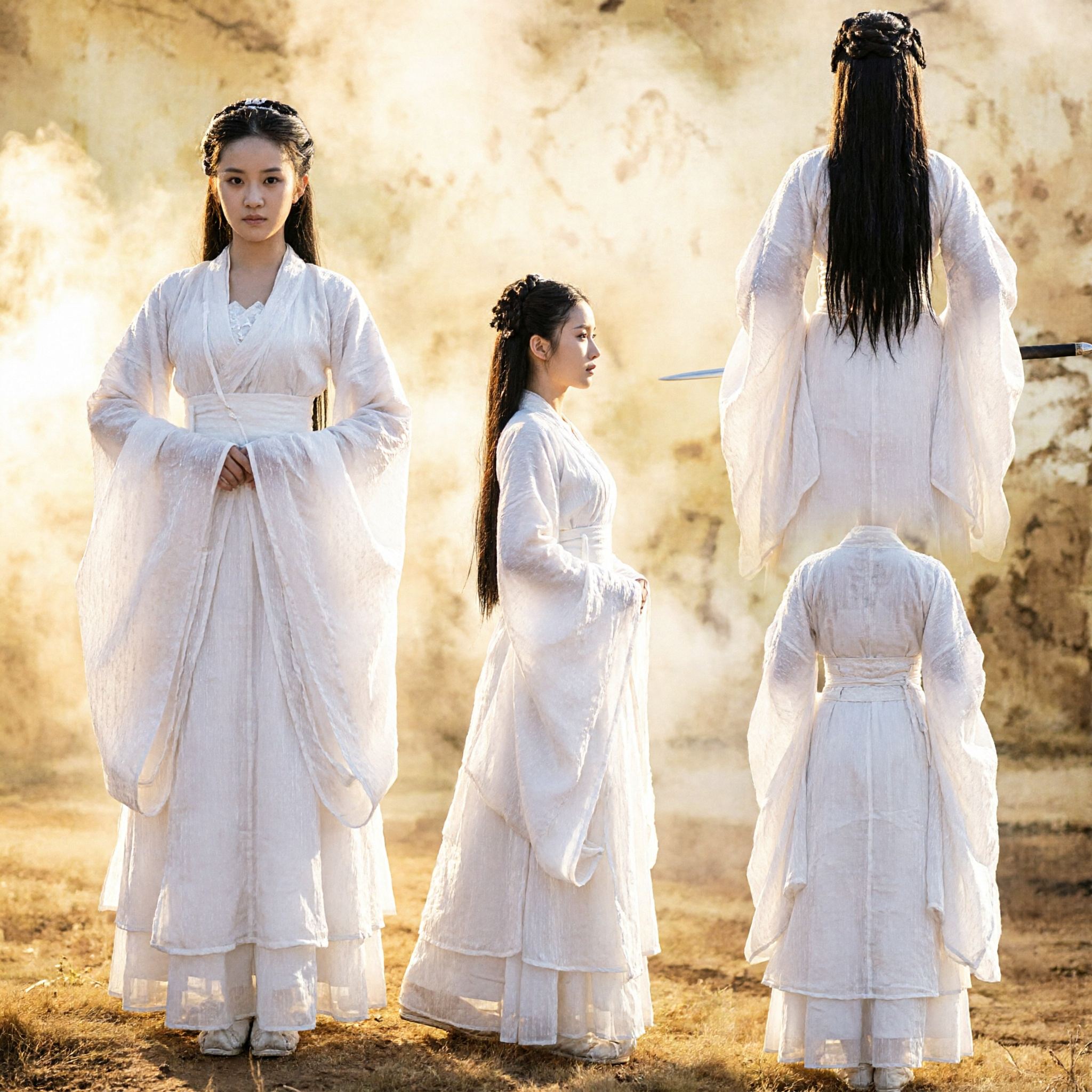 Costume Hanfu blanc ancien chinois pour femmes, robe de fée d'épéiste Wuxia pour cosplay et spectacle sur scène - Asian Costume