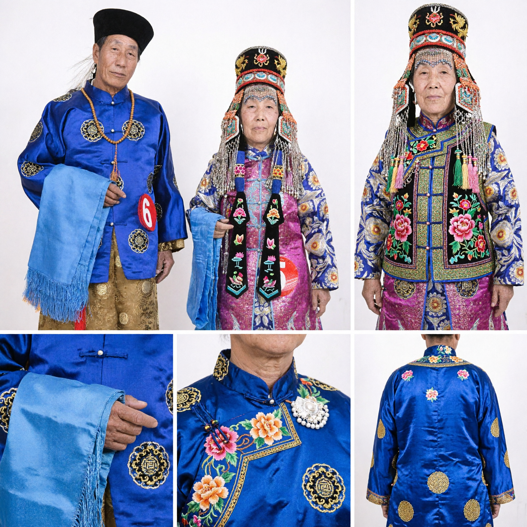 Ensemble de costume de mariage ethnique mongol traditionnel pour hommes et femmes - Vêtement de performance de danse culturelle - Asian Costume
