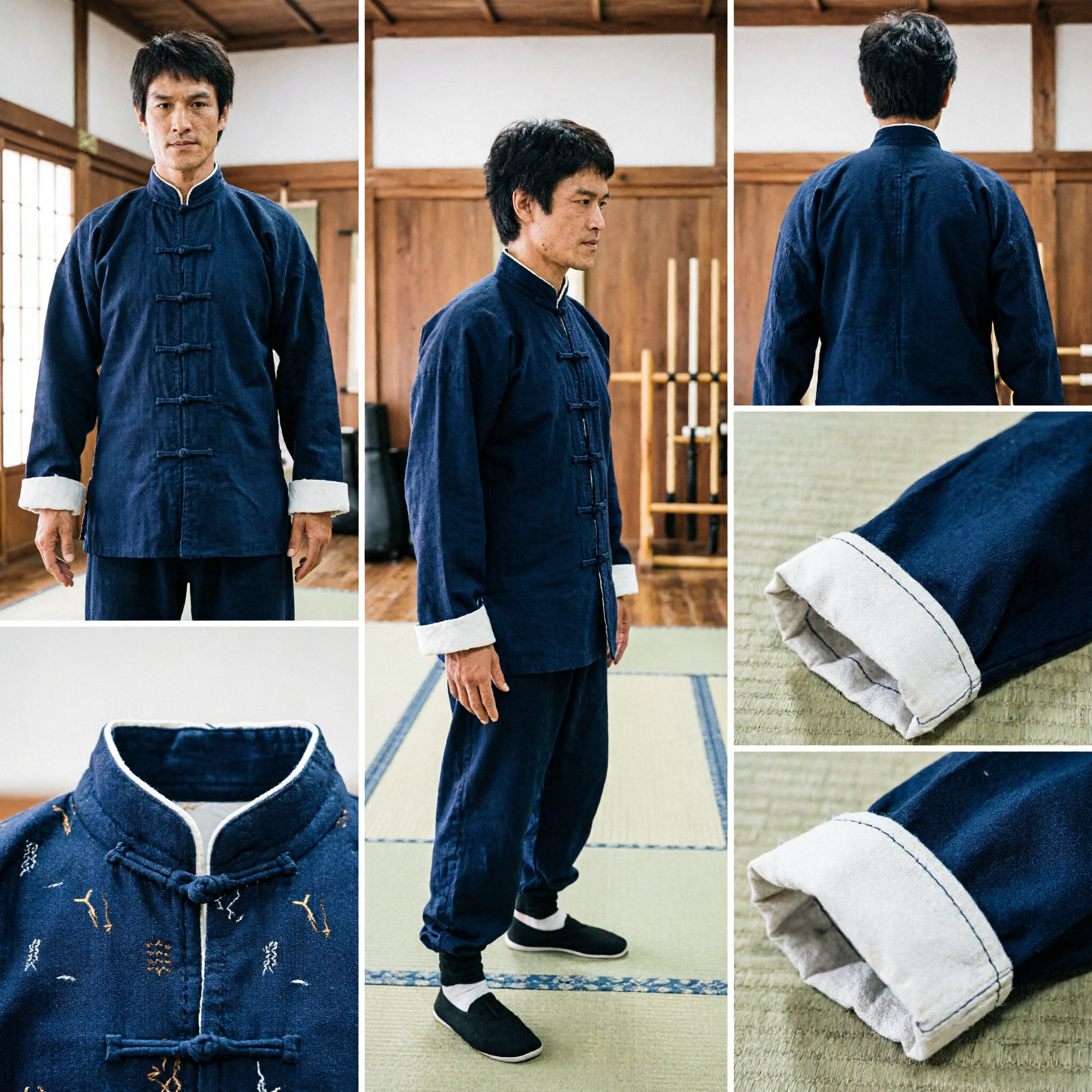 Мужской чёрный традиционный костюм для кунг-фу в стиле Брюса Ли, комплект Танцзун для тренировок - Asian Costume